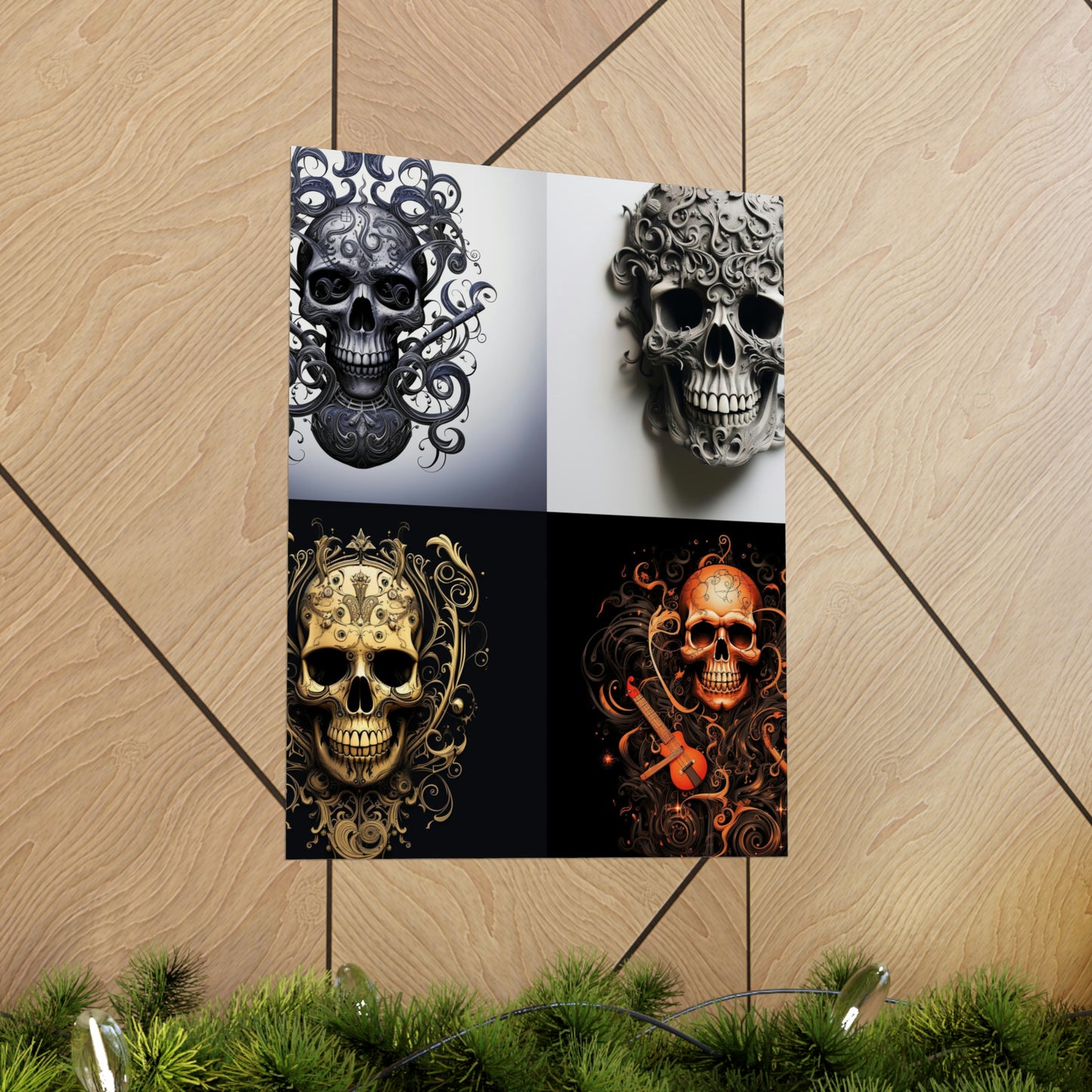 Premium Matte Vertical Posters Skull Treble Clef 5