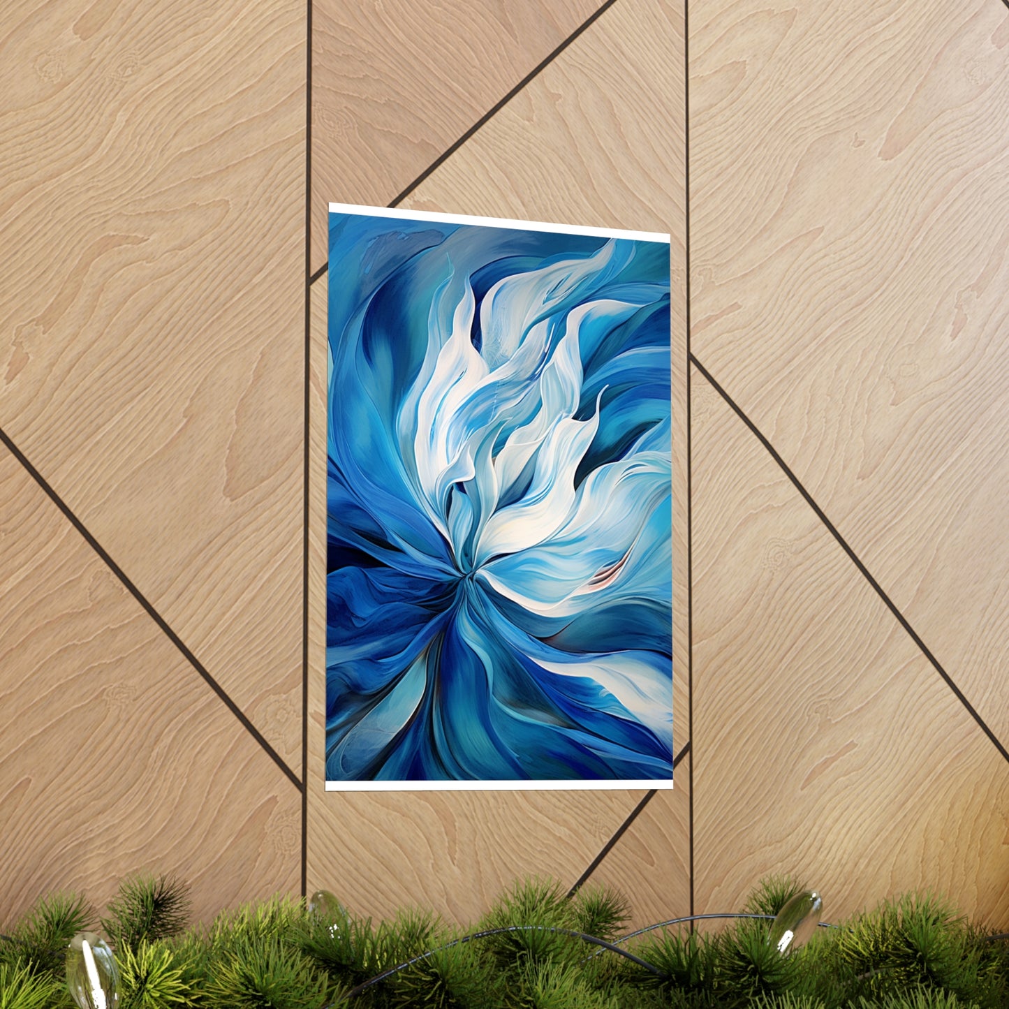 Premium Matte Vertical Posters Blue Tluip Abstract 1