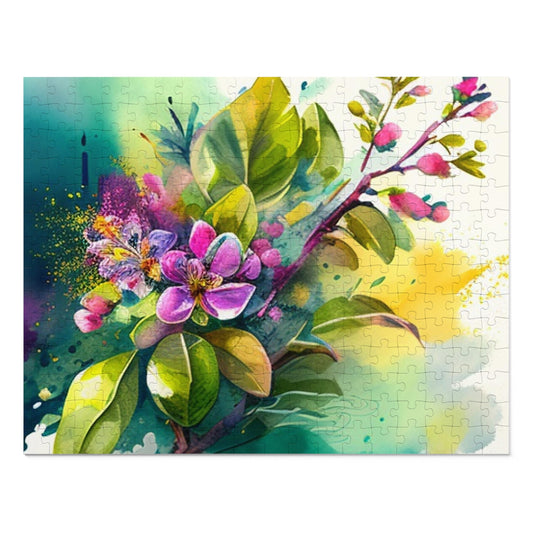 Jigsaw Puzzle (30, 110, 252, 500,1000-Piece) Mother Nature Bright Spring Colors Realistic Watercolor 1