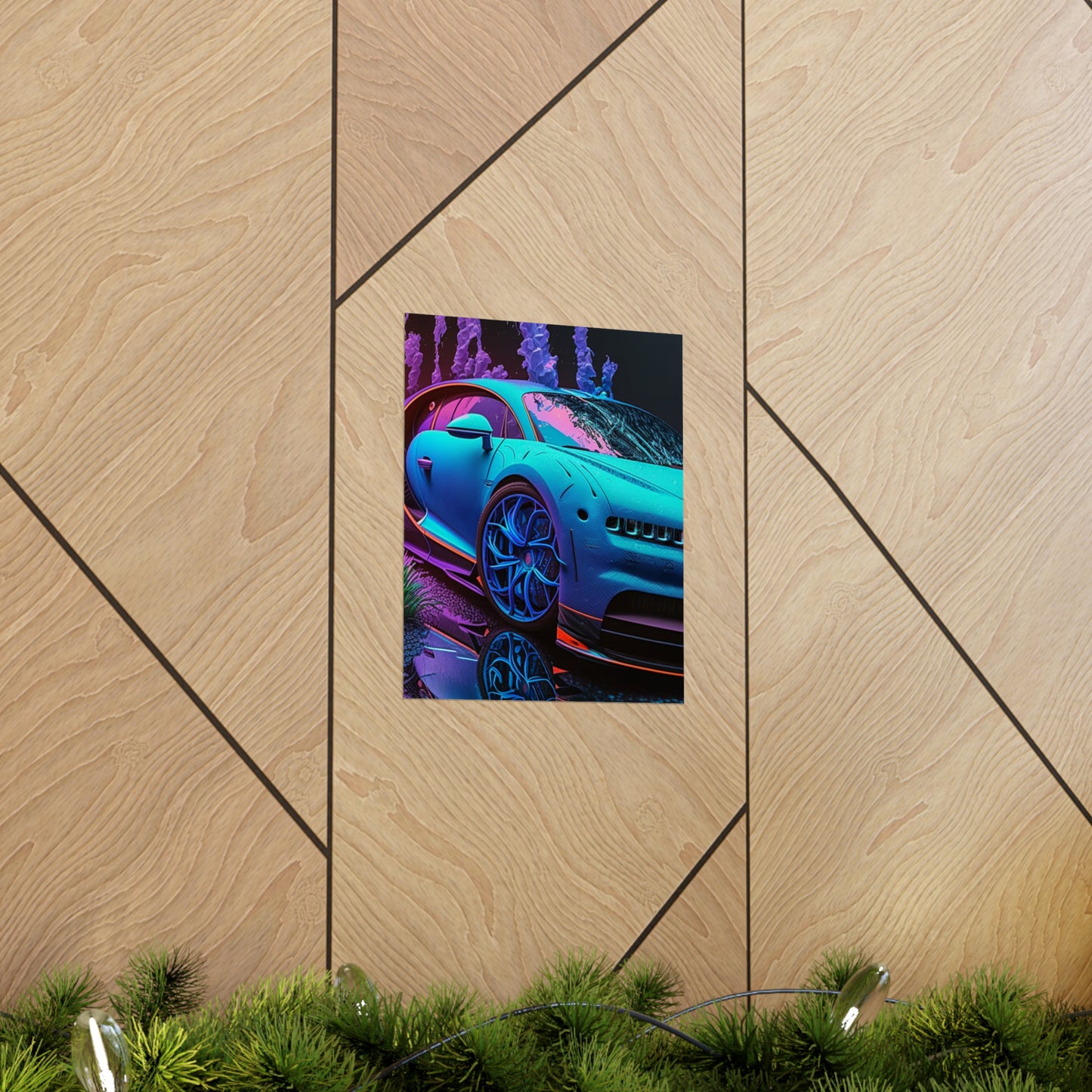 Premium Matte Vertical Posters Bugatti Neon Chiron 2