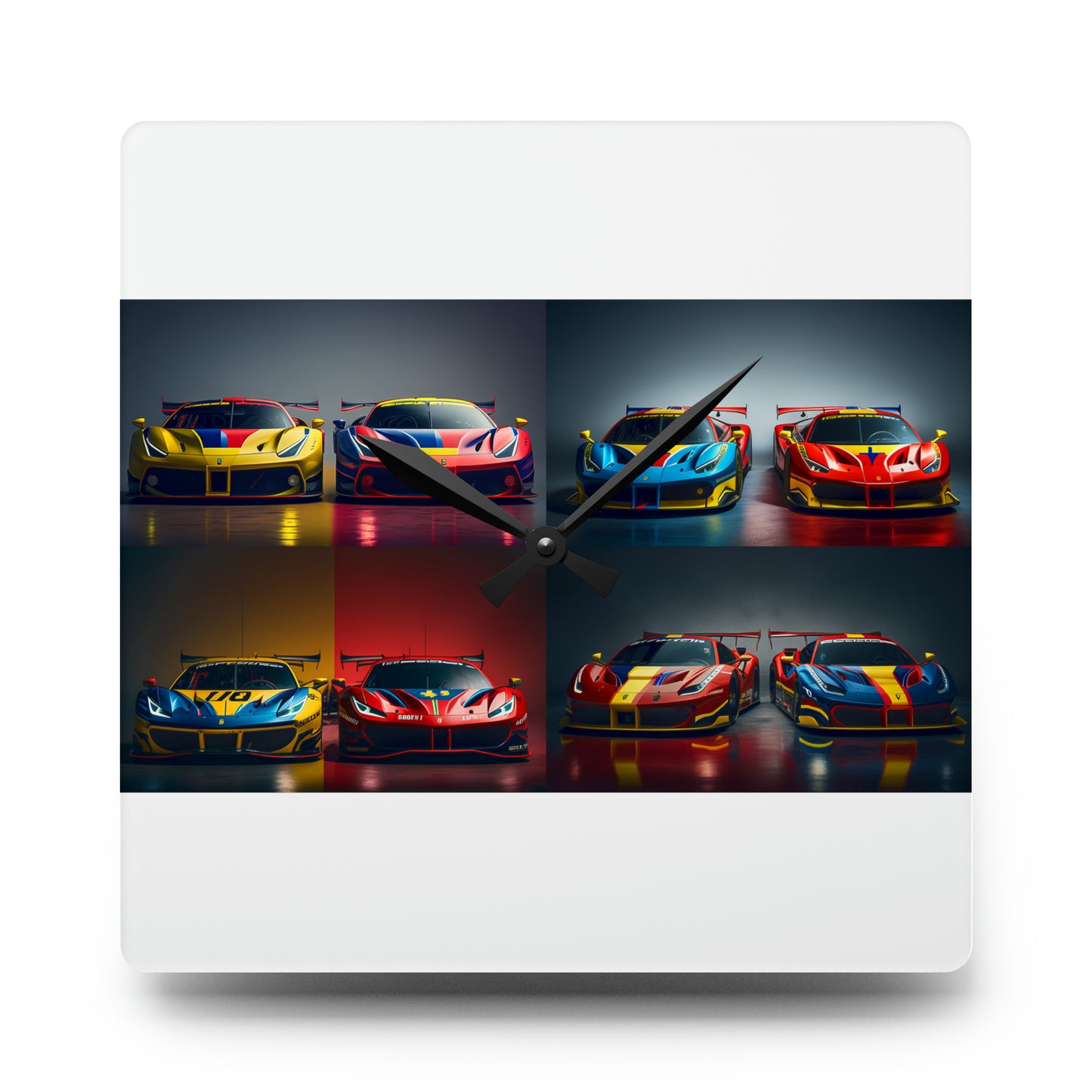 Acrylic Wall Clock Ferrari Red Blue 5