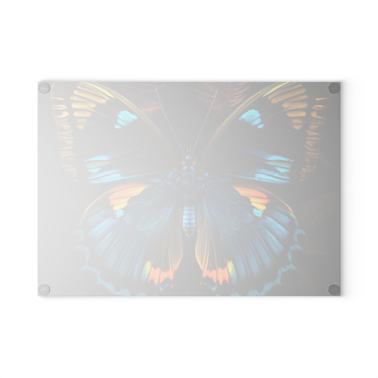 Glass Cutting Board Neon Butterfly Flair 1