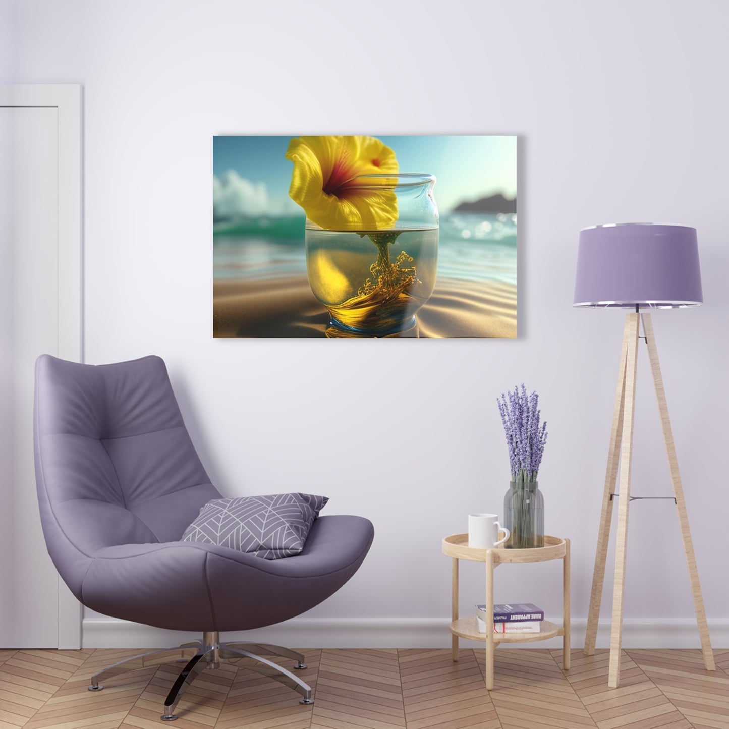 Acrylic Prints Yellow Hibiscus glass 1