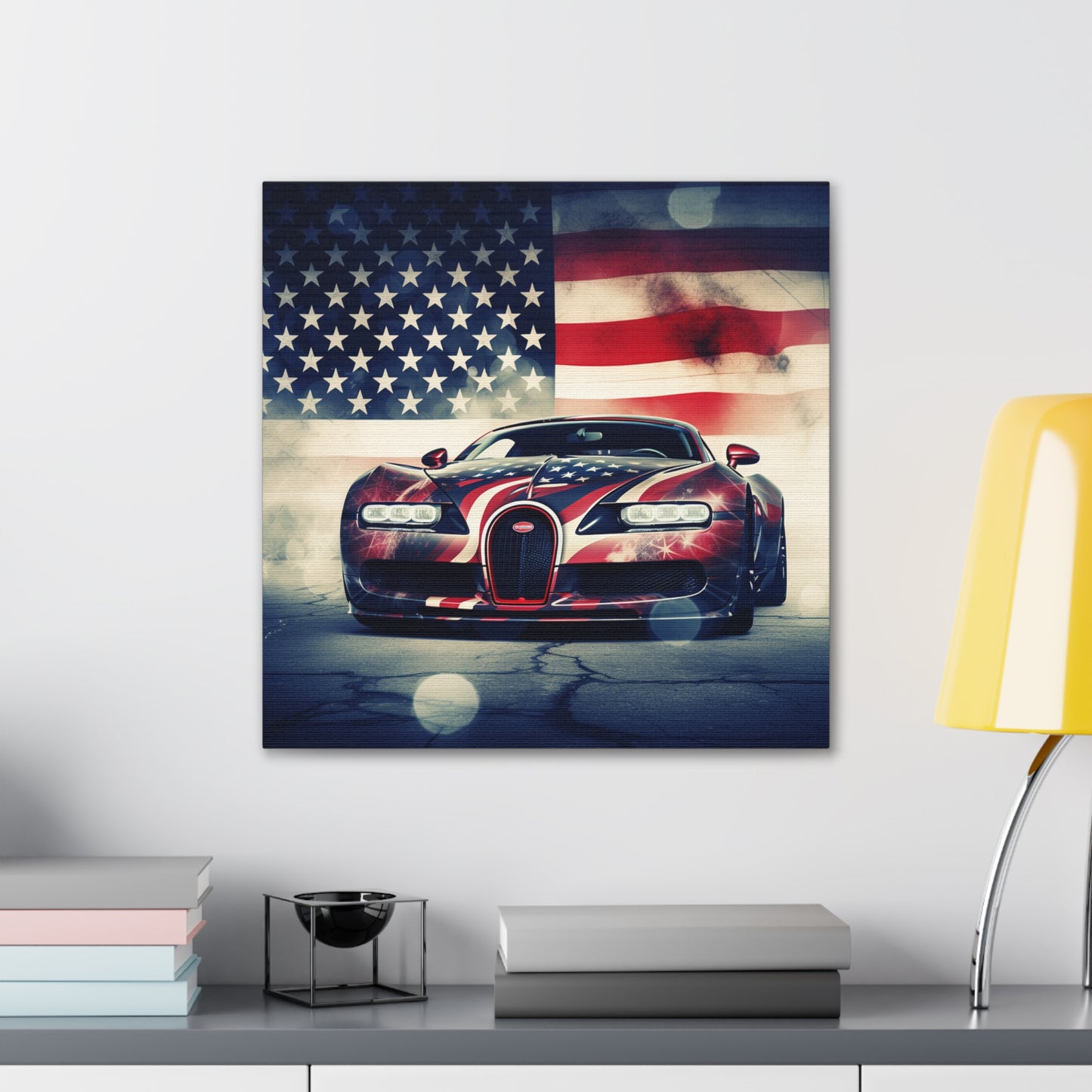 Canvas Gallery Wraps Abstract American Flag Background Bugatti 1