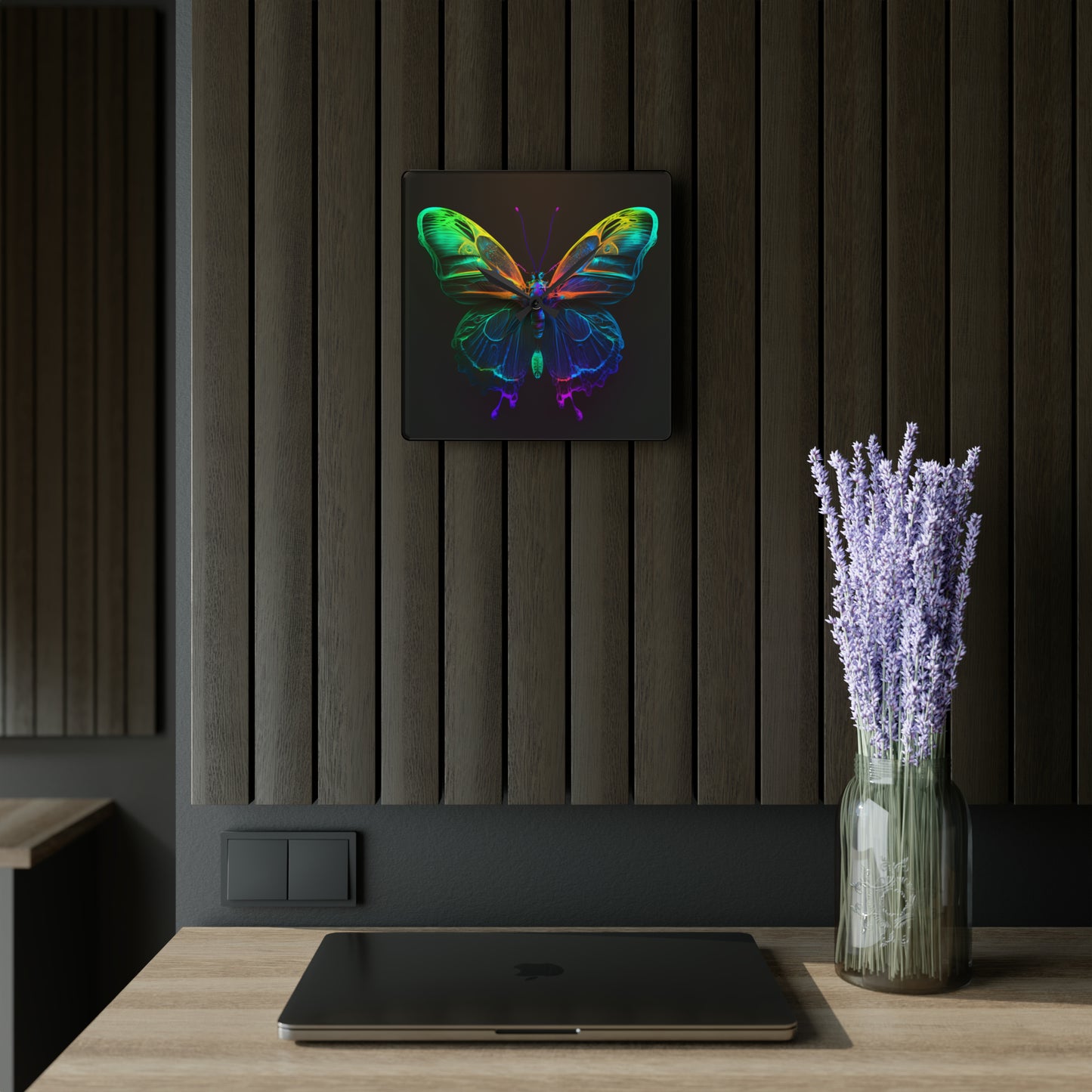 Acrylic Wall Clock Raw Hyper Color Butterfly 3