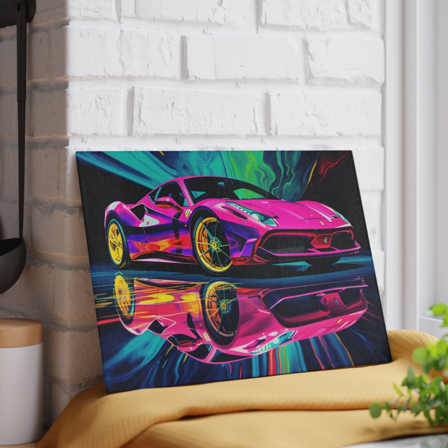 Glass Cutting Board Pink Ferrari Macro 4