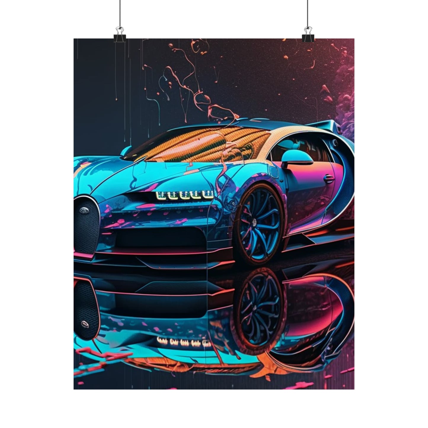 Premium Matte Vertical Posters Bugatti Neon Chiron 4