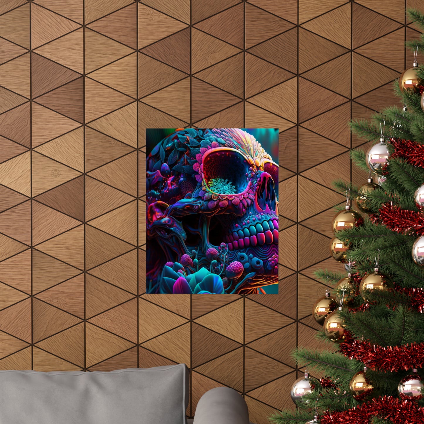 Premium Matte Vertical Posters Florescent Skull Death 3