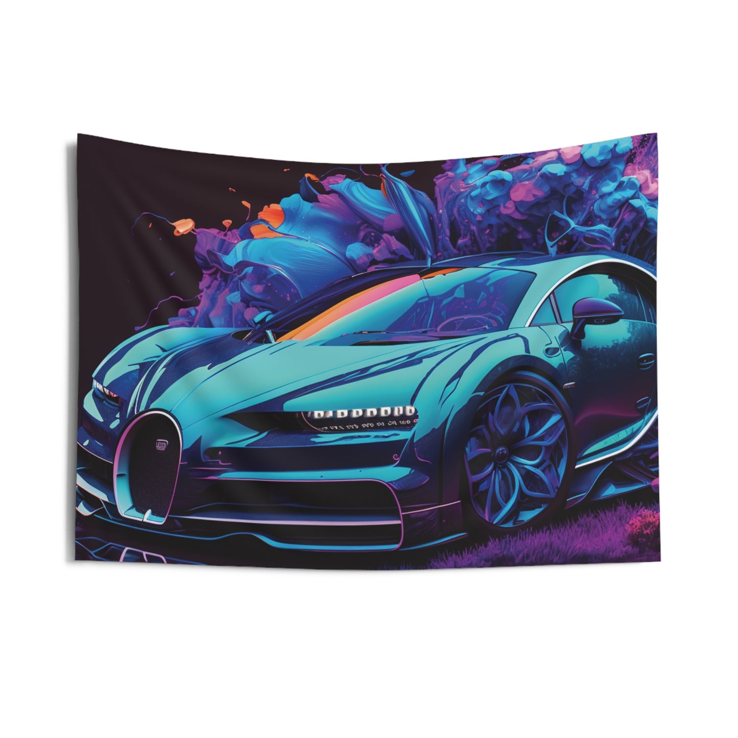 Indoor Wall Tapestries Bugatti Neon Chiron 3