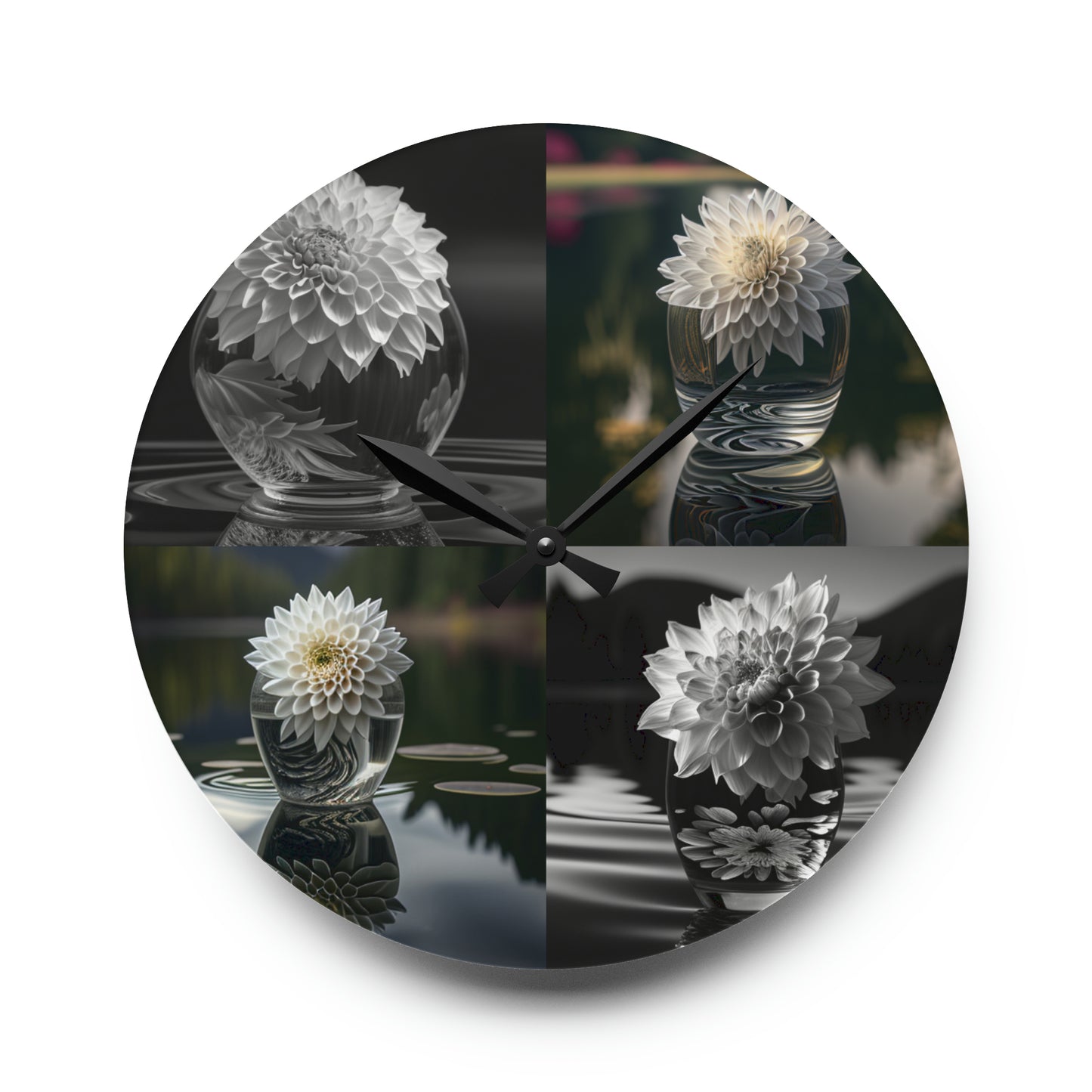 Acrylic Wall Clock White Dahlia 5