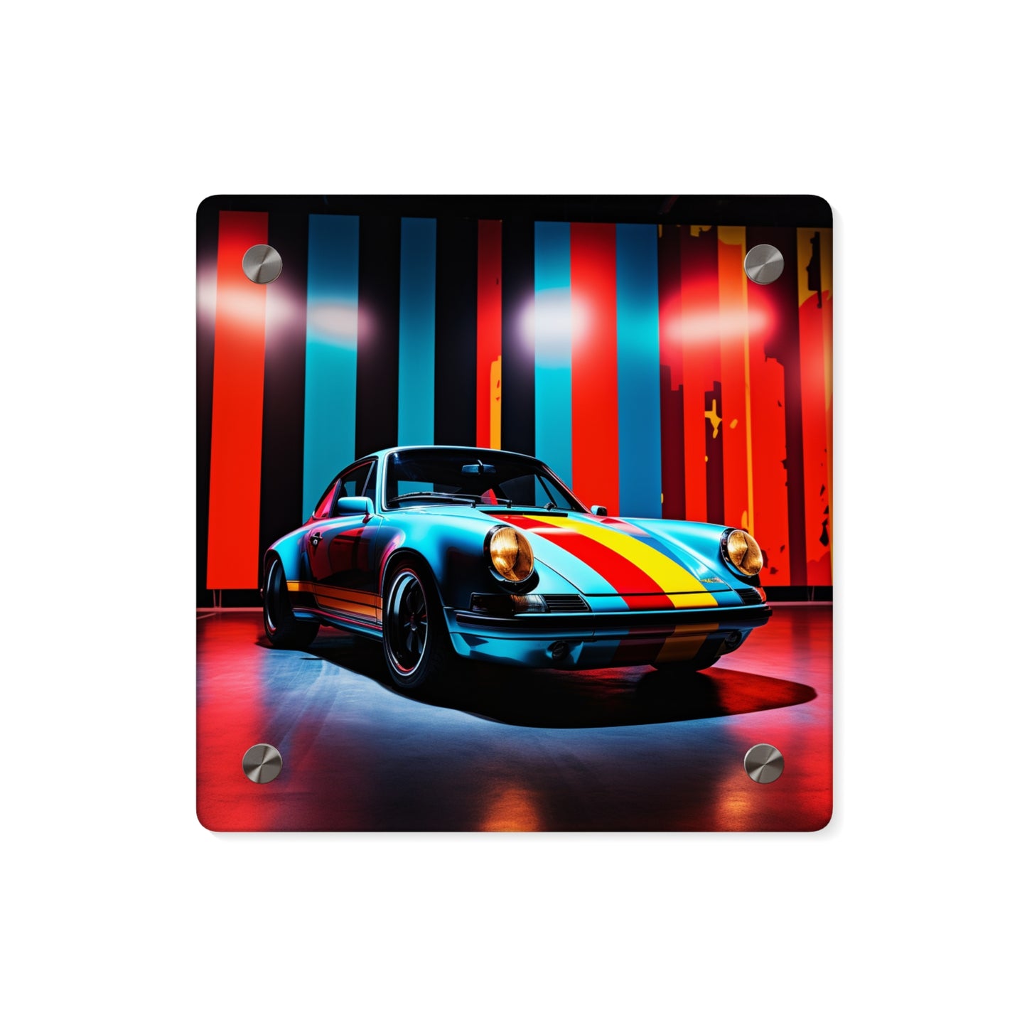 Acrylic Wall Art Panels Macro American Flag Porsche 3