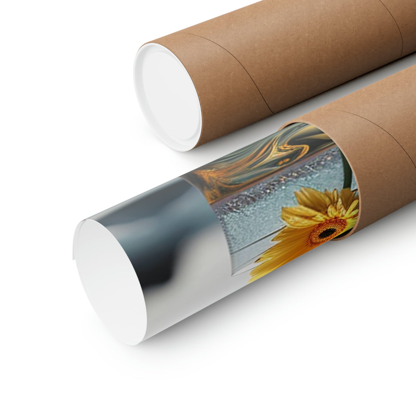 Premium Matte Vertical Posters yello Gerbera glass 2