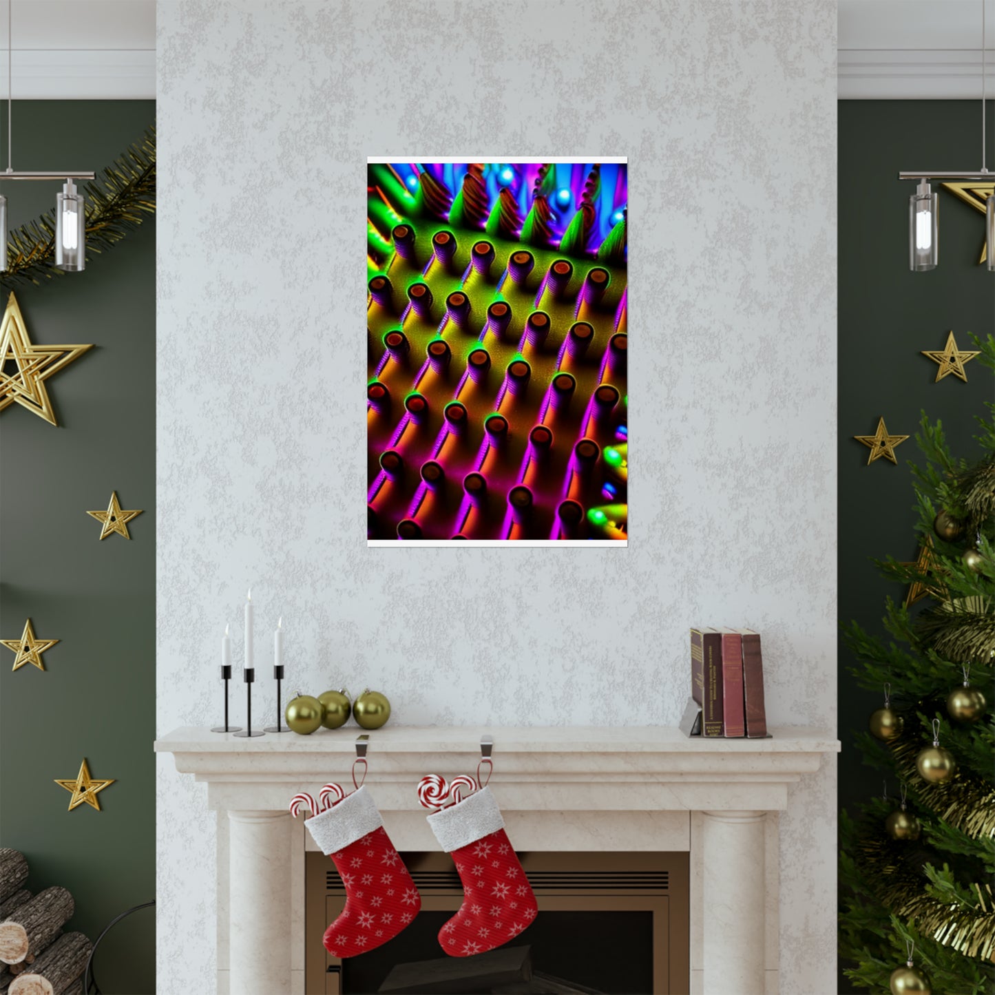 posters Macro Cactus neon square 1