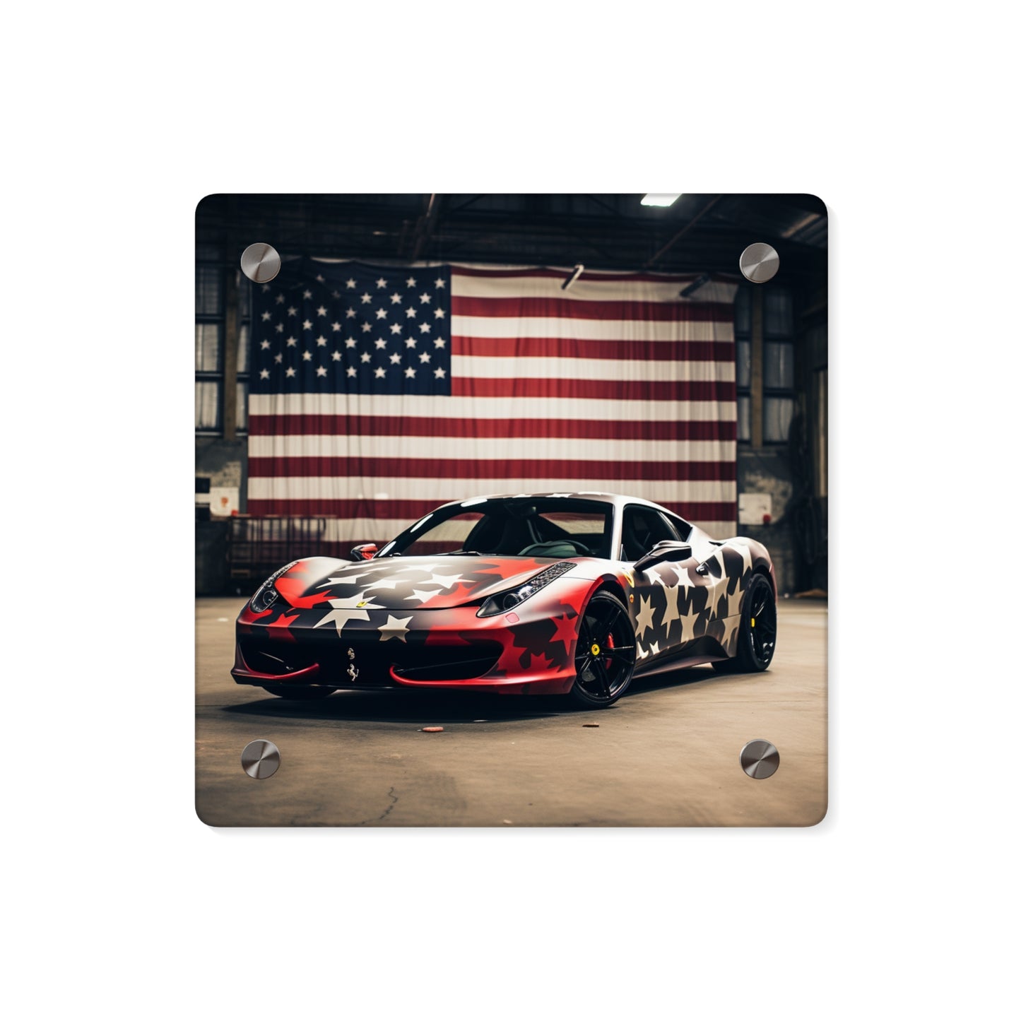 Acrylic Wall Art Panels American Flag Farrari 1