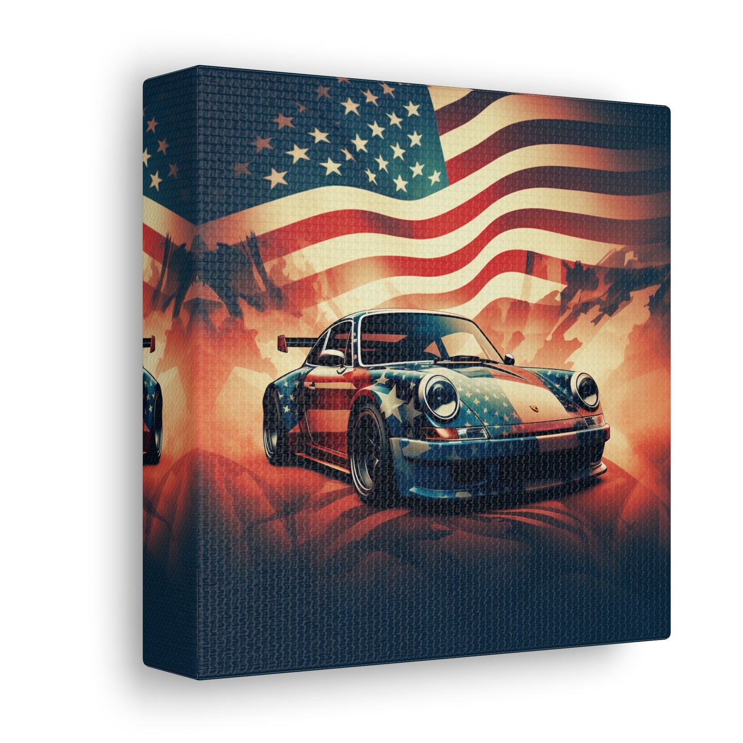 Canvas Gallery Wraps Abstract American Flag Background Porsche 4