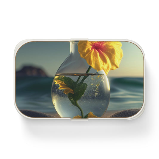 Bento Lunch Box Yellow Hibiscus glass 2