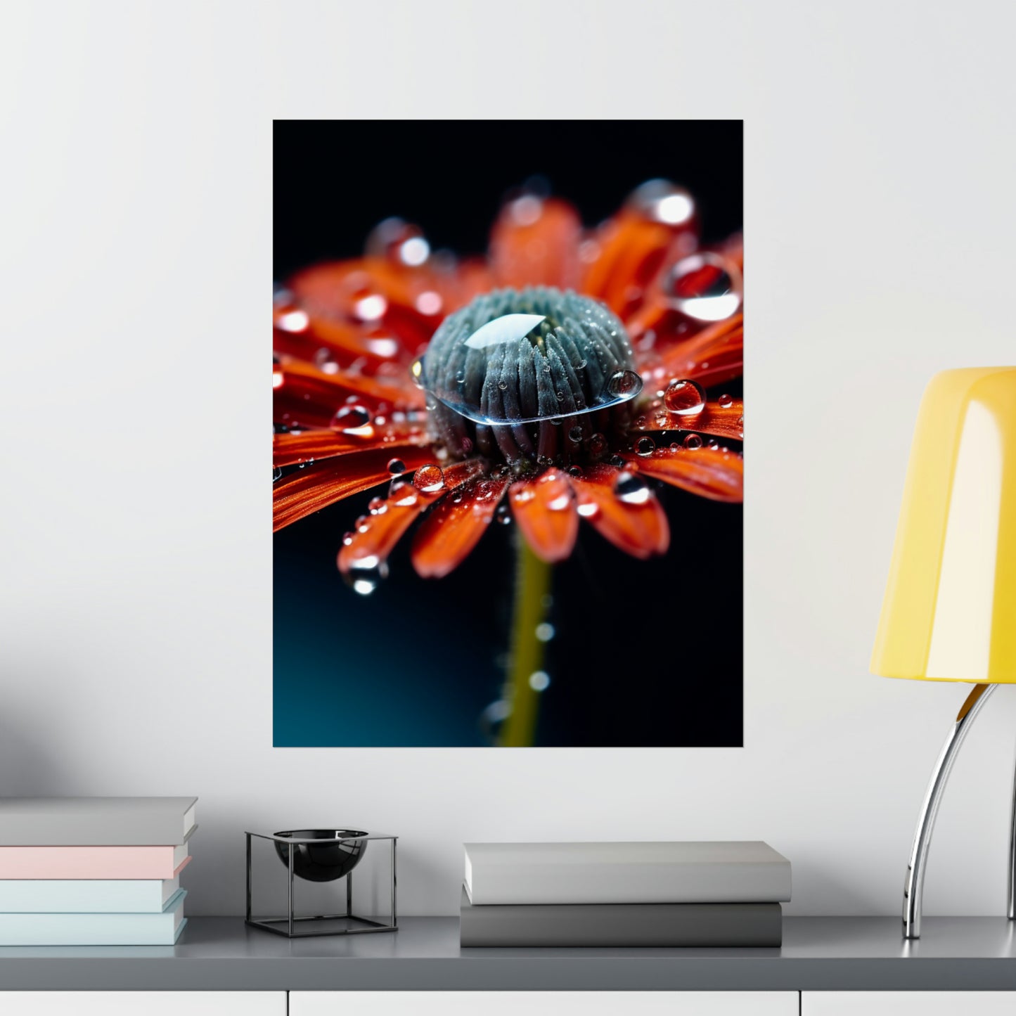 Premium Matte Vertical Posters Water drop Macro Flower 1