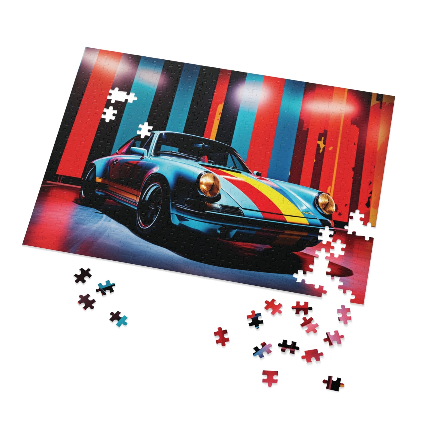 Jigsaw Puzzle (30, 110, 252, 500,1000-Piece) Macro American Flag Porsche 3