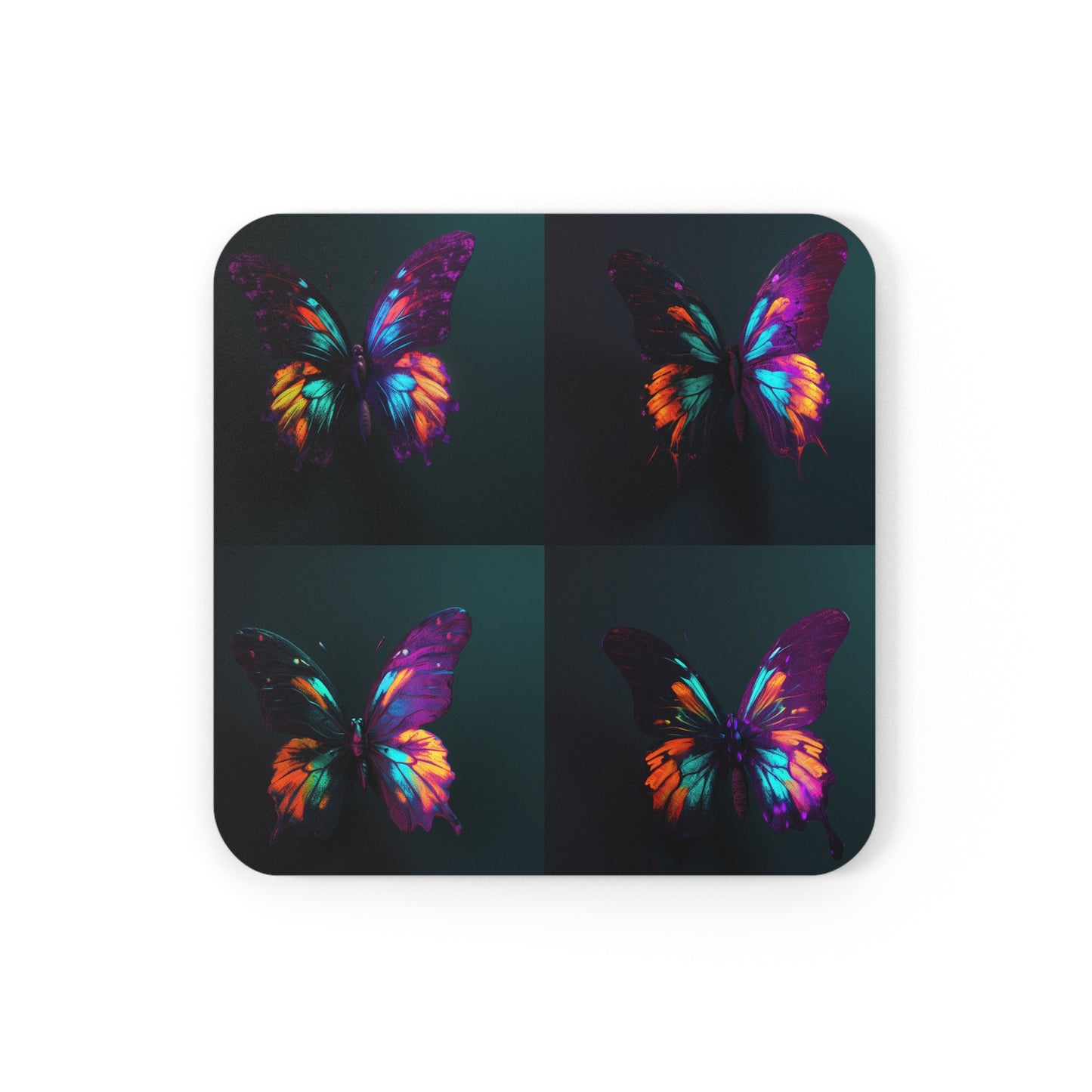 Corkwood Coaster Set Hyper Colorful Butterfly Purple 5