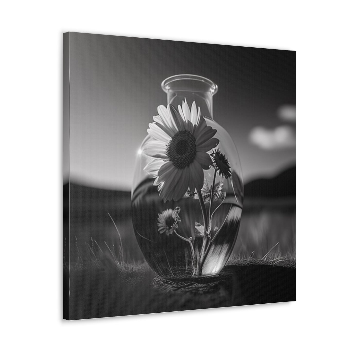 Canvas Gallery Wraps Yellw Sunflower in a vase 4
