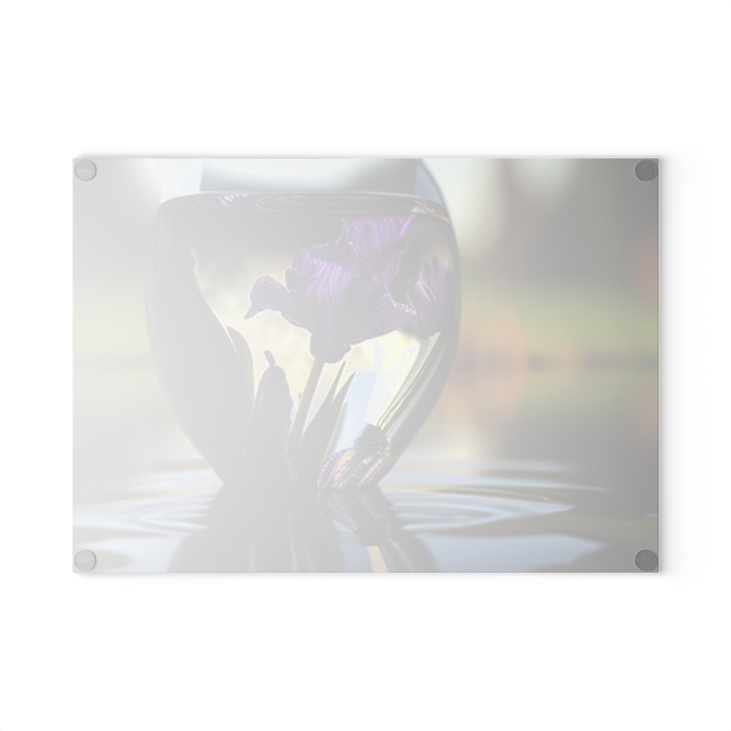 Glass Cutting Board Purple Iris in a vase 3