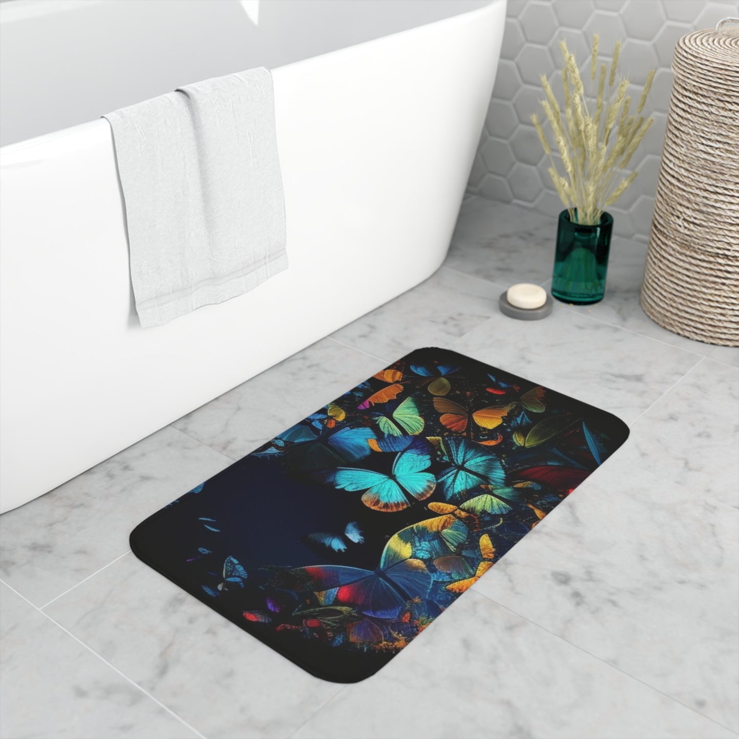 Memory Foam Bath Mat Moon Butterfly 1