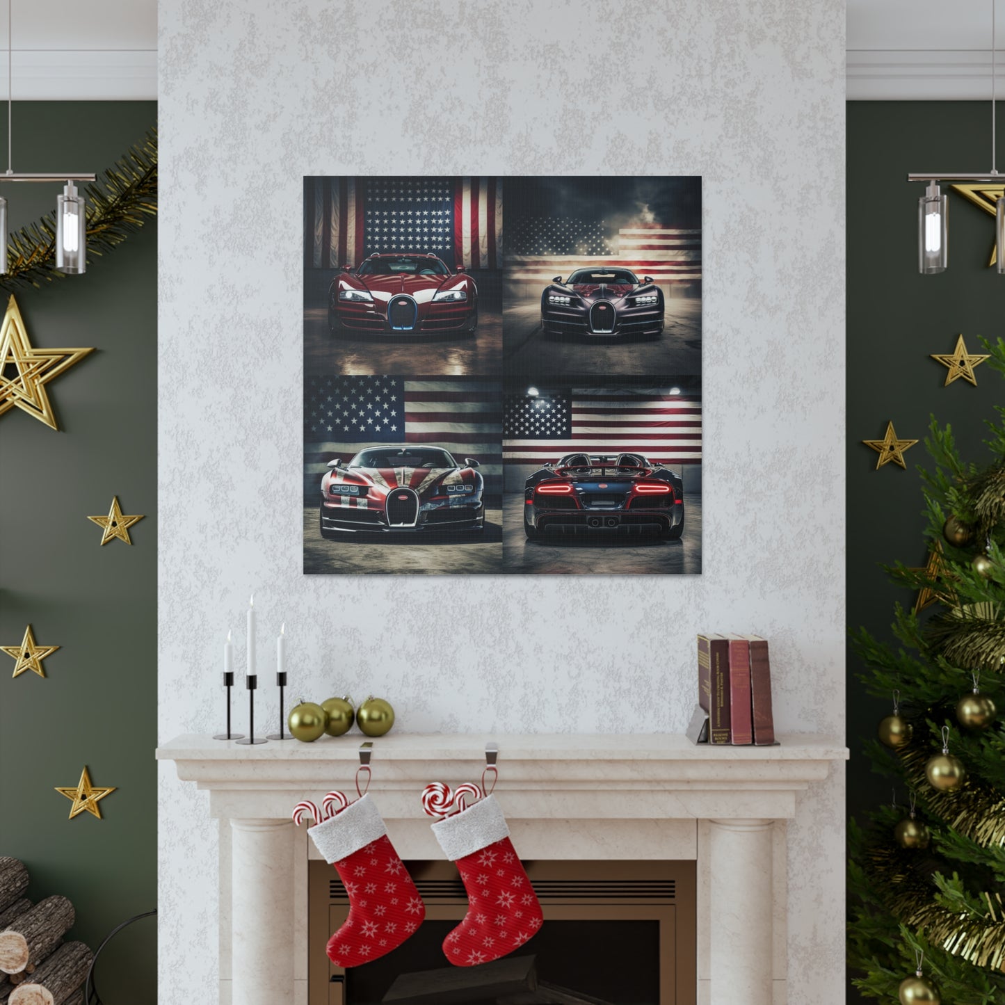 Canvas Gallery Wraps American Flag Background Bugatti 5