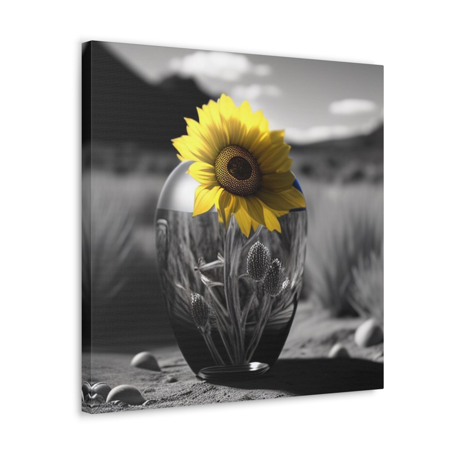 Canvas Gallery Wraps Yellw Sunflower in a vase 3