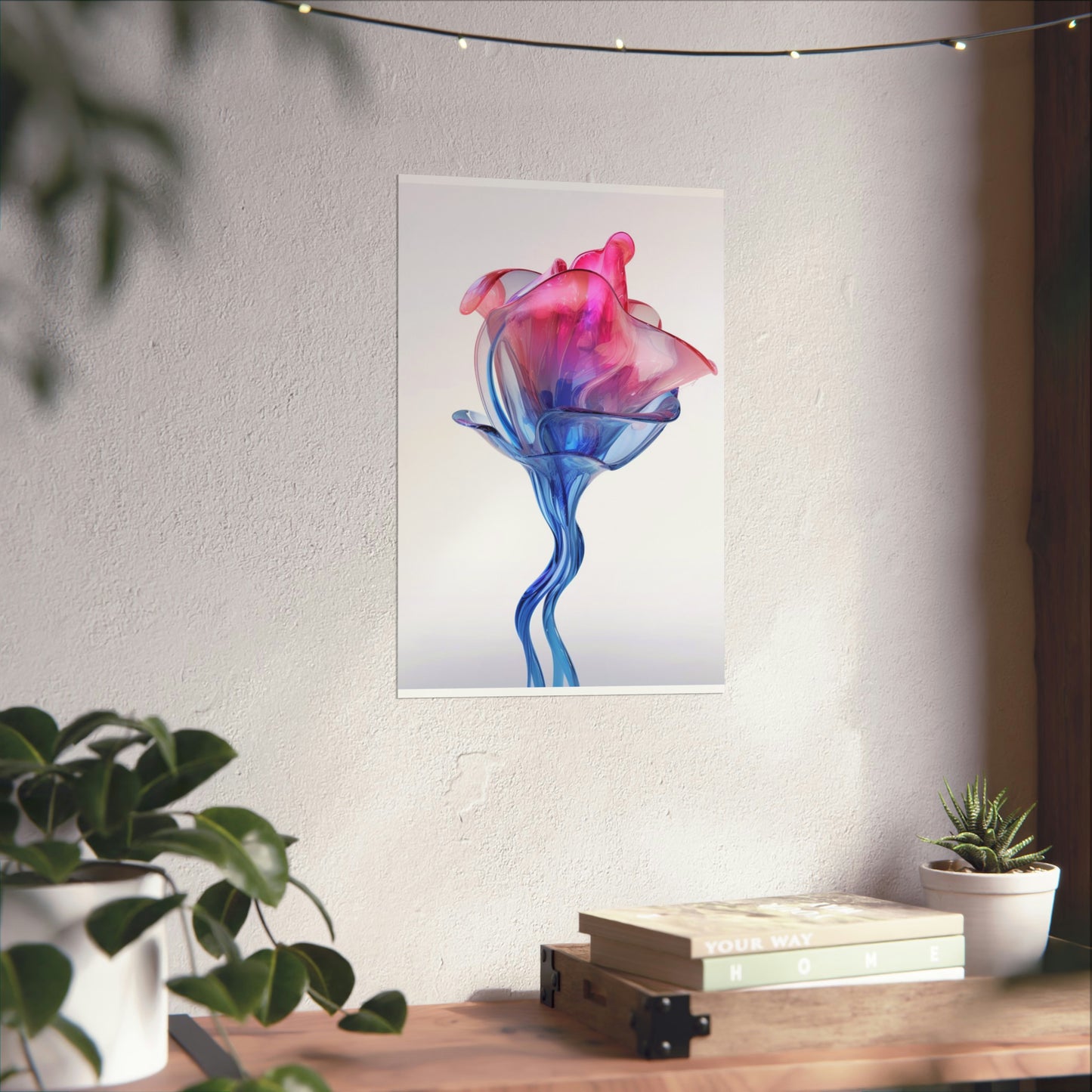 Premium Matte Vertical Posters Pink & Blue Tulip Rose 4