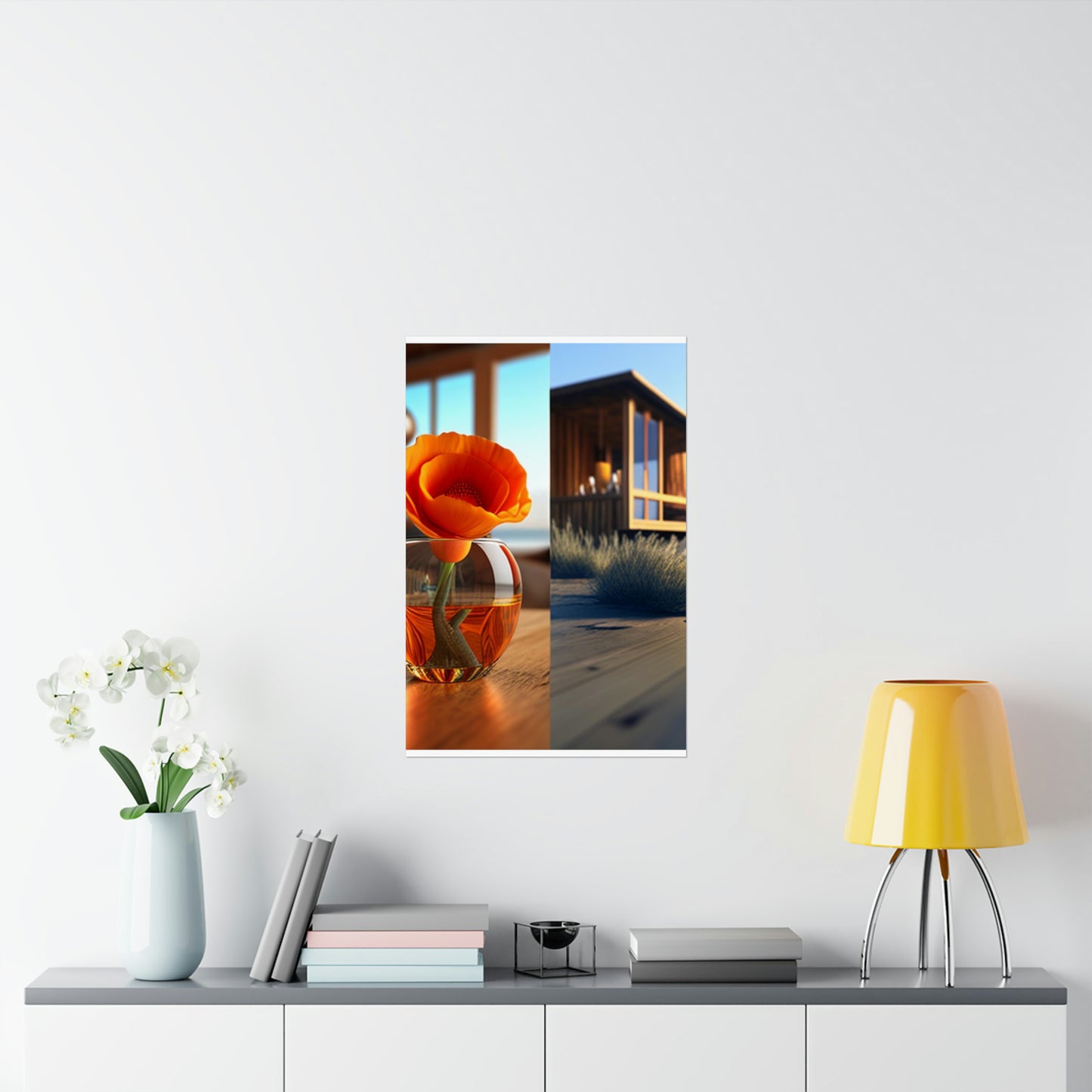 Premium Matte Vertical Posters Poppy in a Glass Vase 3