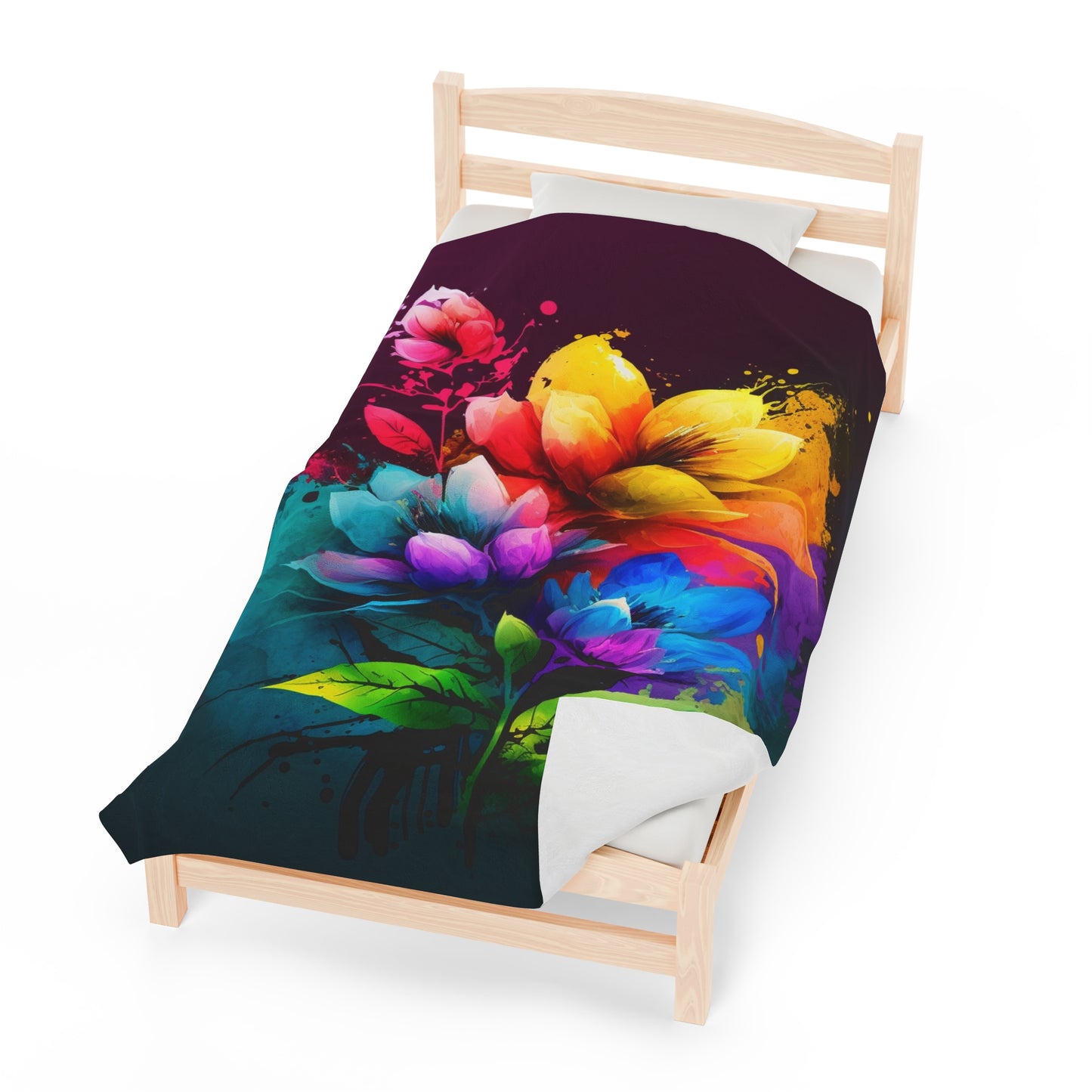 Velveteen Plush Blanket Bright Spring Flowers 3