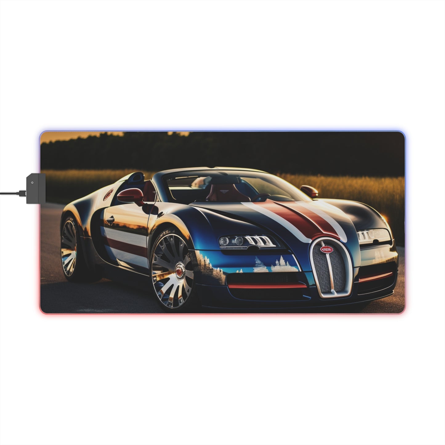 LED Gaming Mouse Pad Bugatti Flag American 3