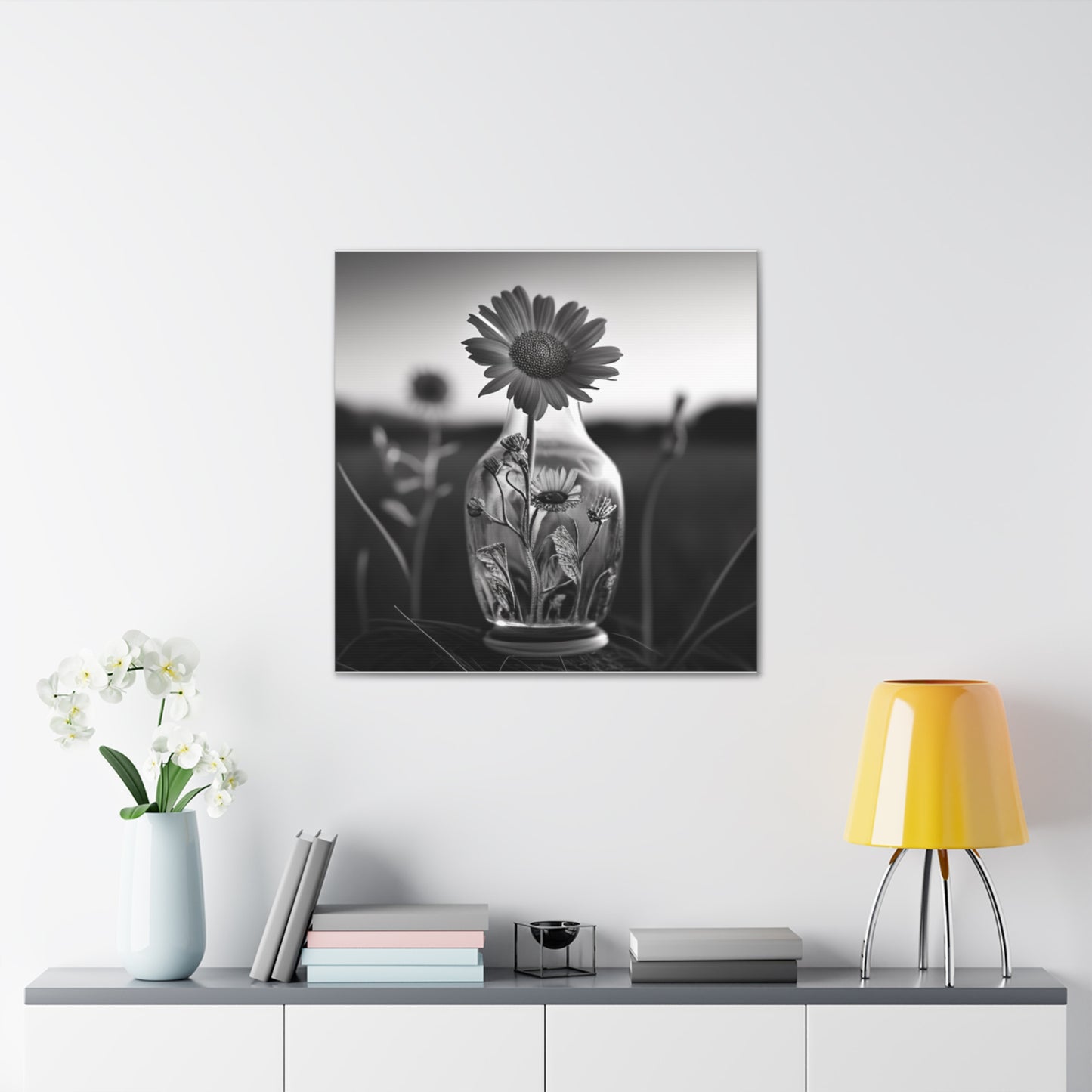 Canvas Gallery Wraps Yellw Sunflower in a vase 2