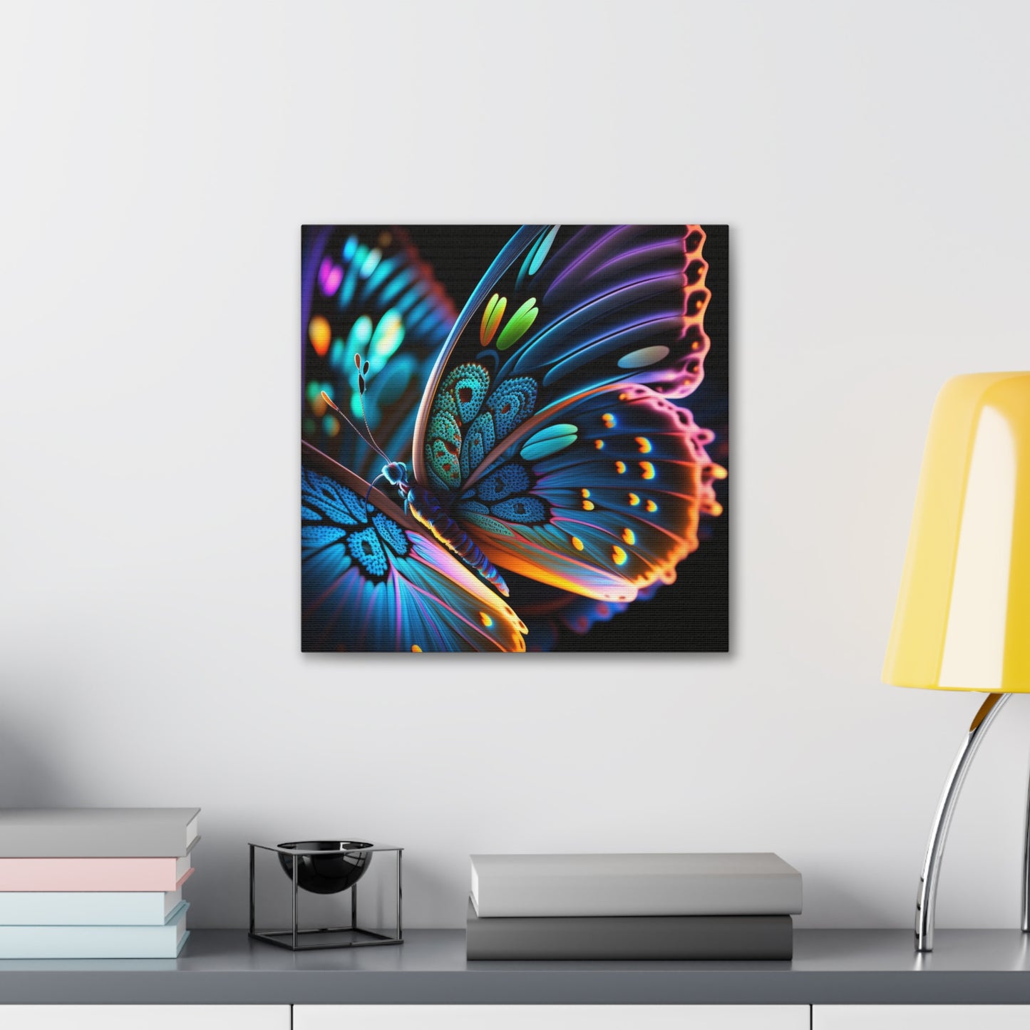 Canvas Gallery Wraps Neon Butterfly Macro 2