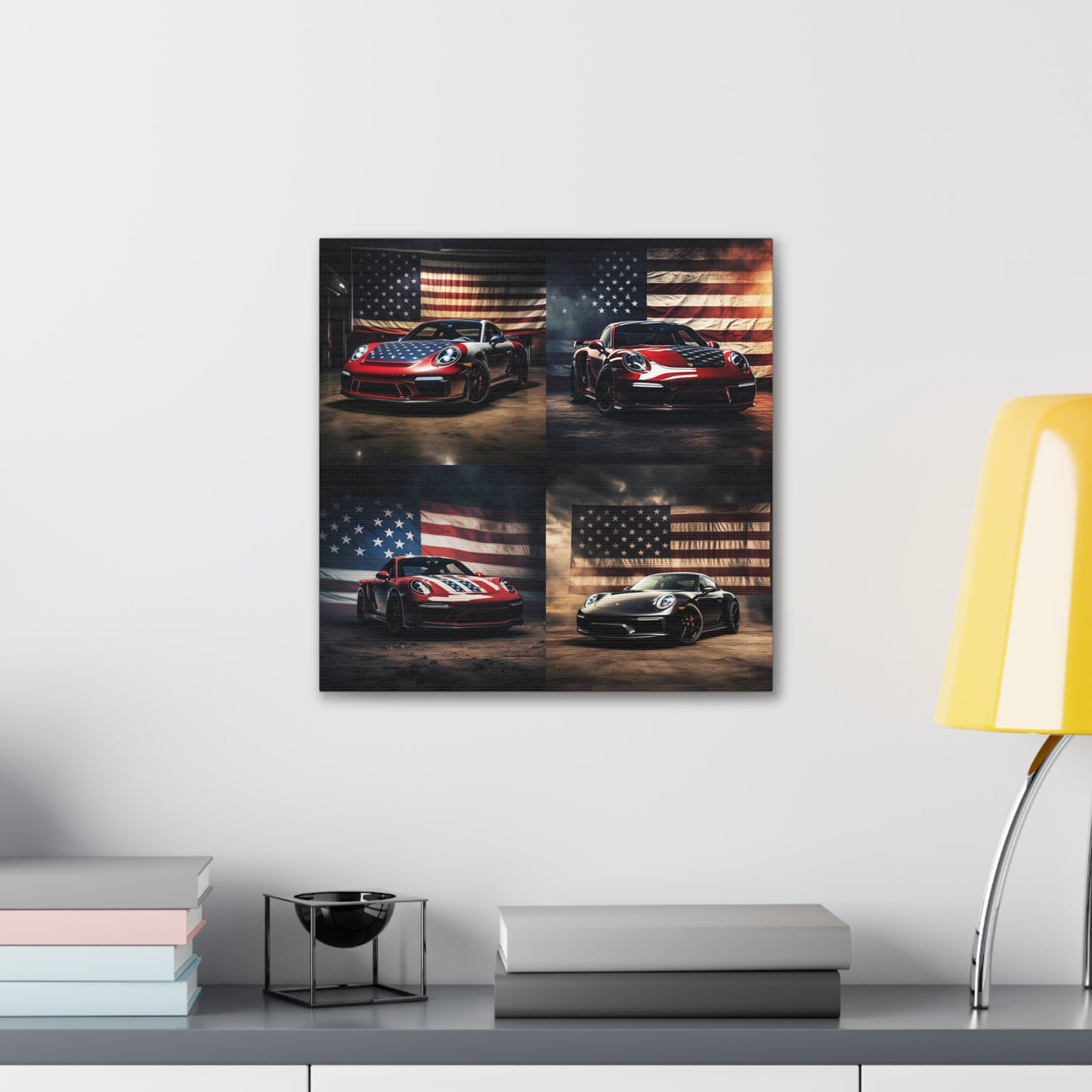 Canvas Gallery Wraps American Flag Background Porsche 5