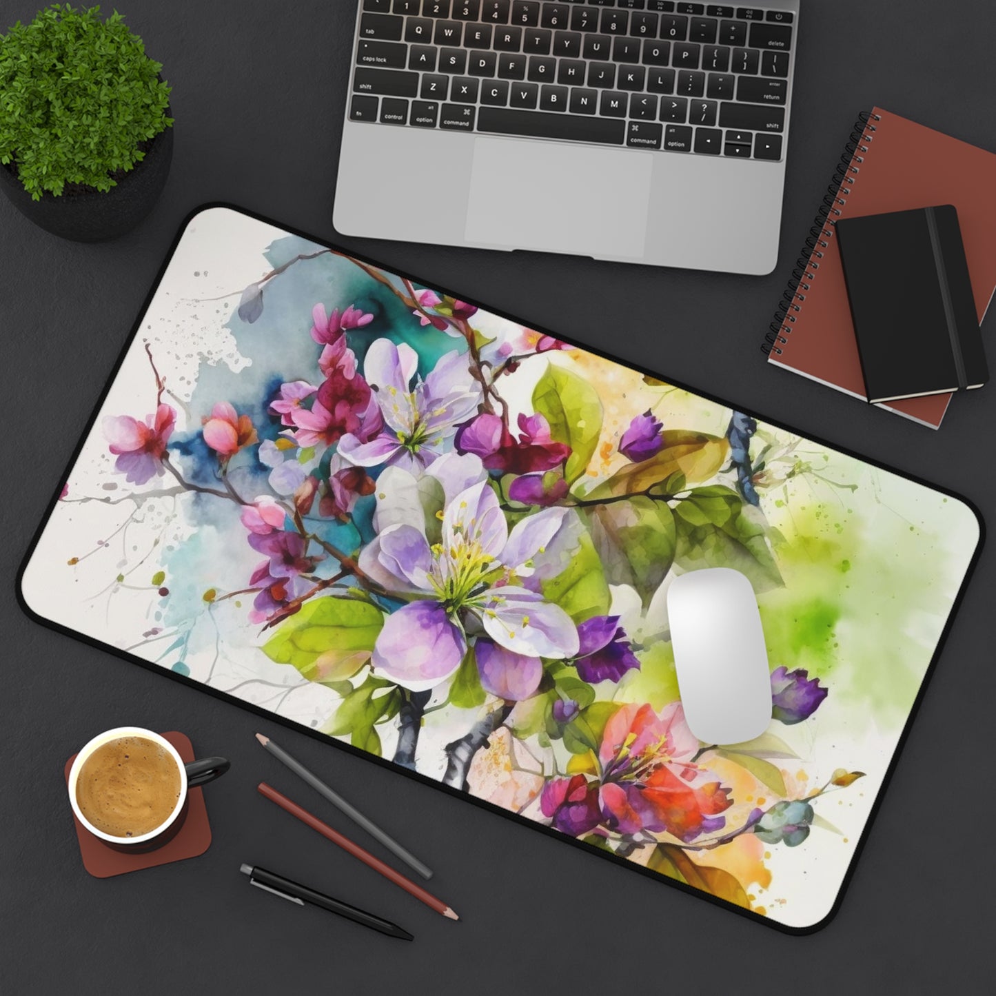 Desk Mat Mother Nature Bright Spring Colors Realistic Watercolor 4