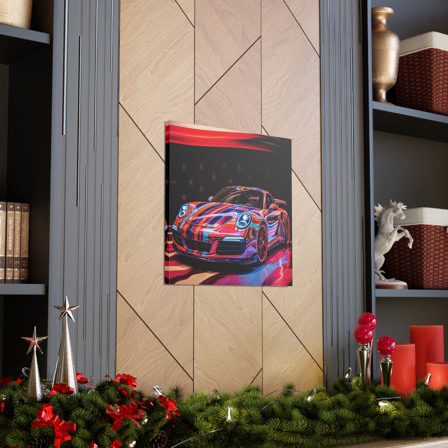 Canvas Gallery Wraps American Flag Colored Porsche 2