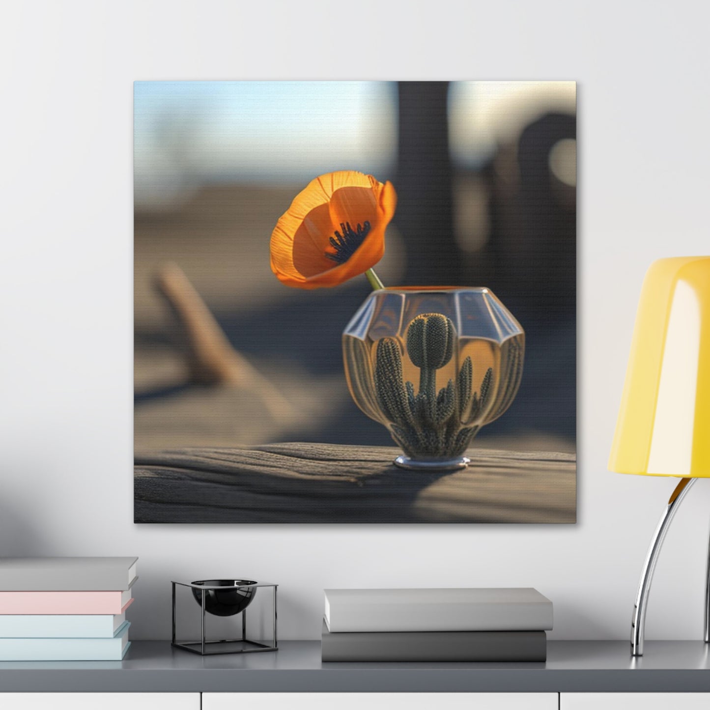 Canvas Gallery Wraps Orange Poppy in a Vase 2