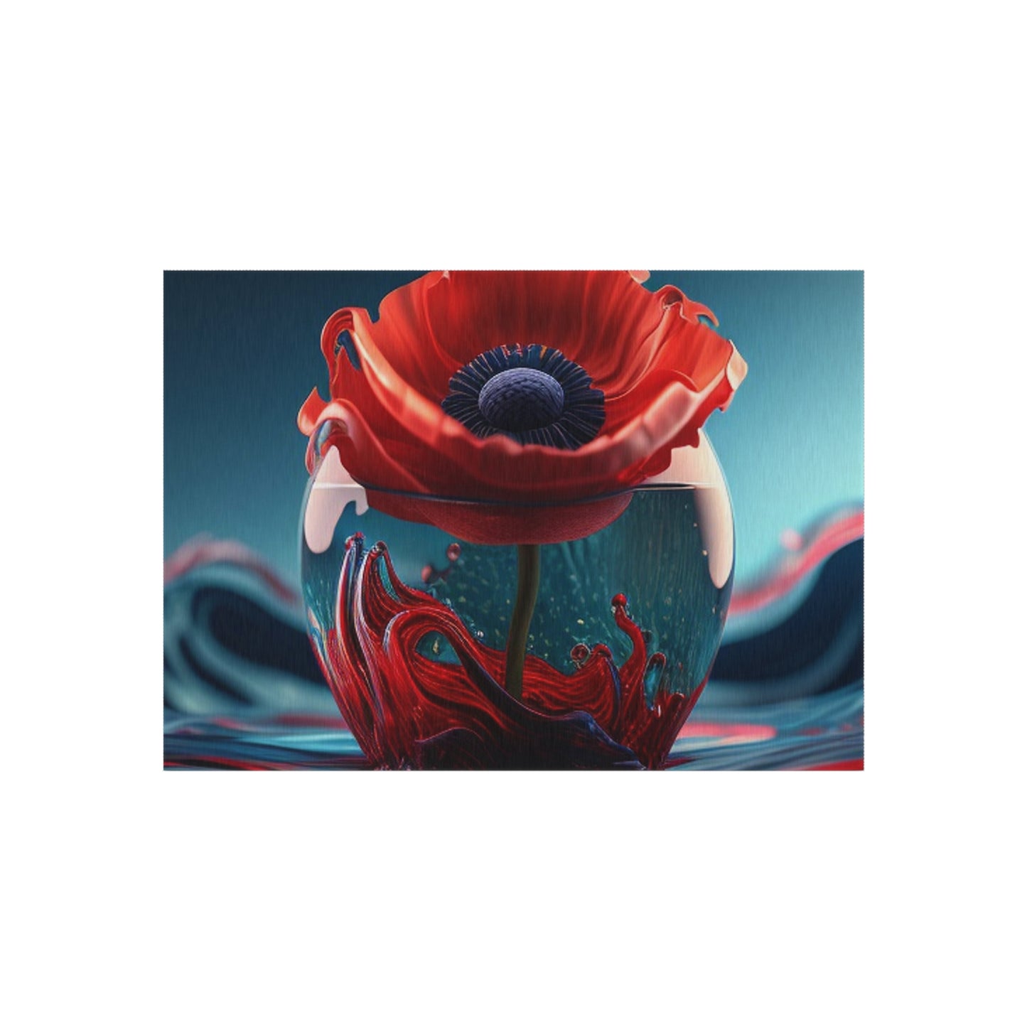 Outdoor Rug  Red Anemone in a Vase 2