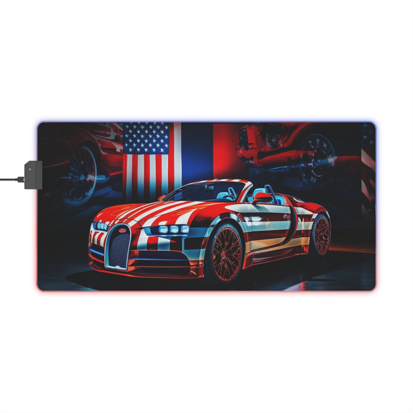 LED Gaming Mouse Pad Macro Bugatti American Flag 2