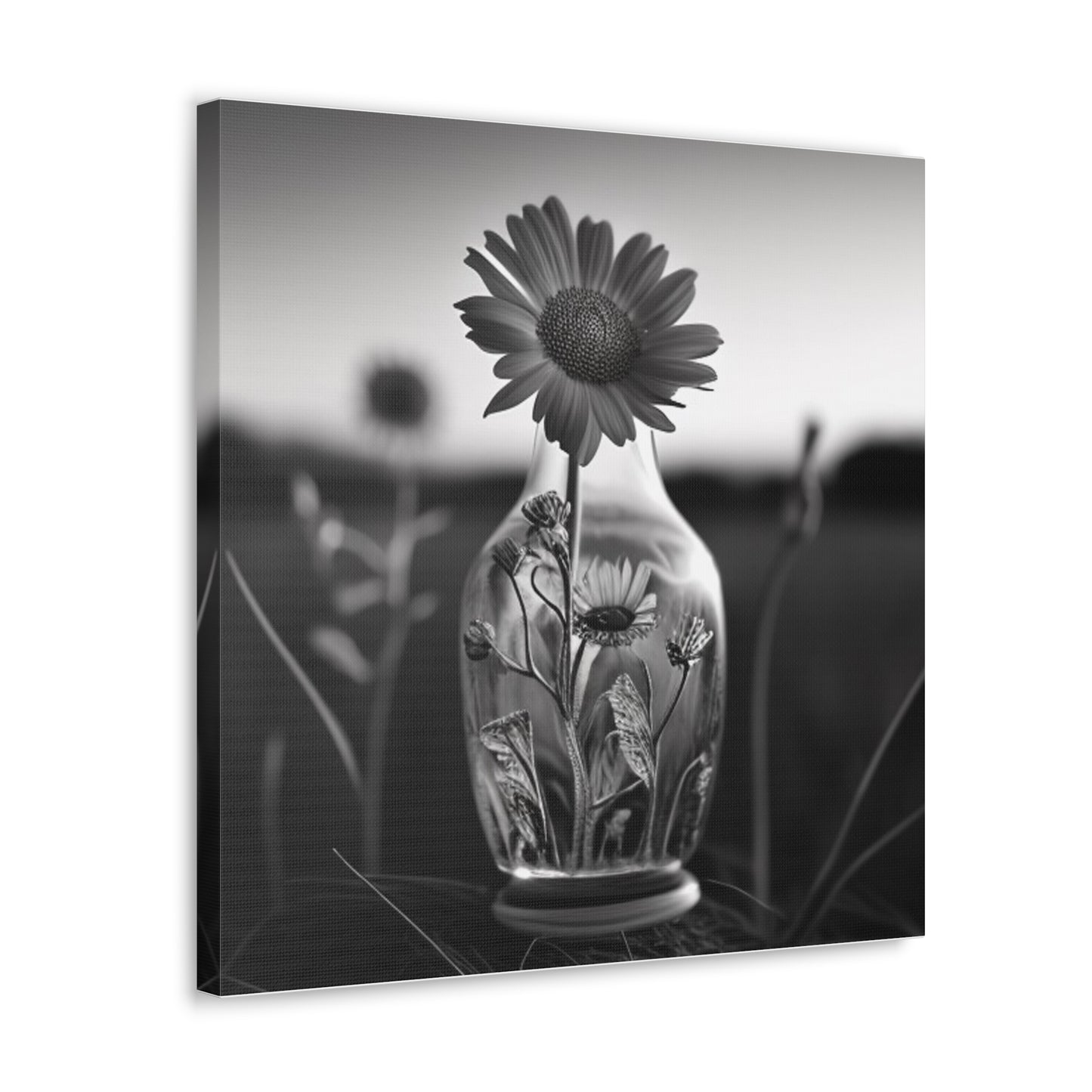 Canvas Gallery Wraps Yellw Sunflower in a vase 2