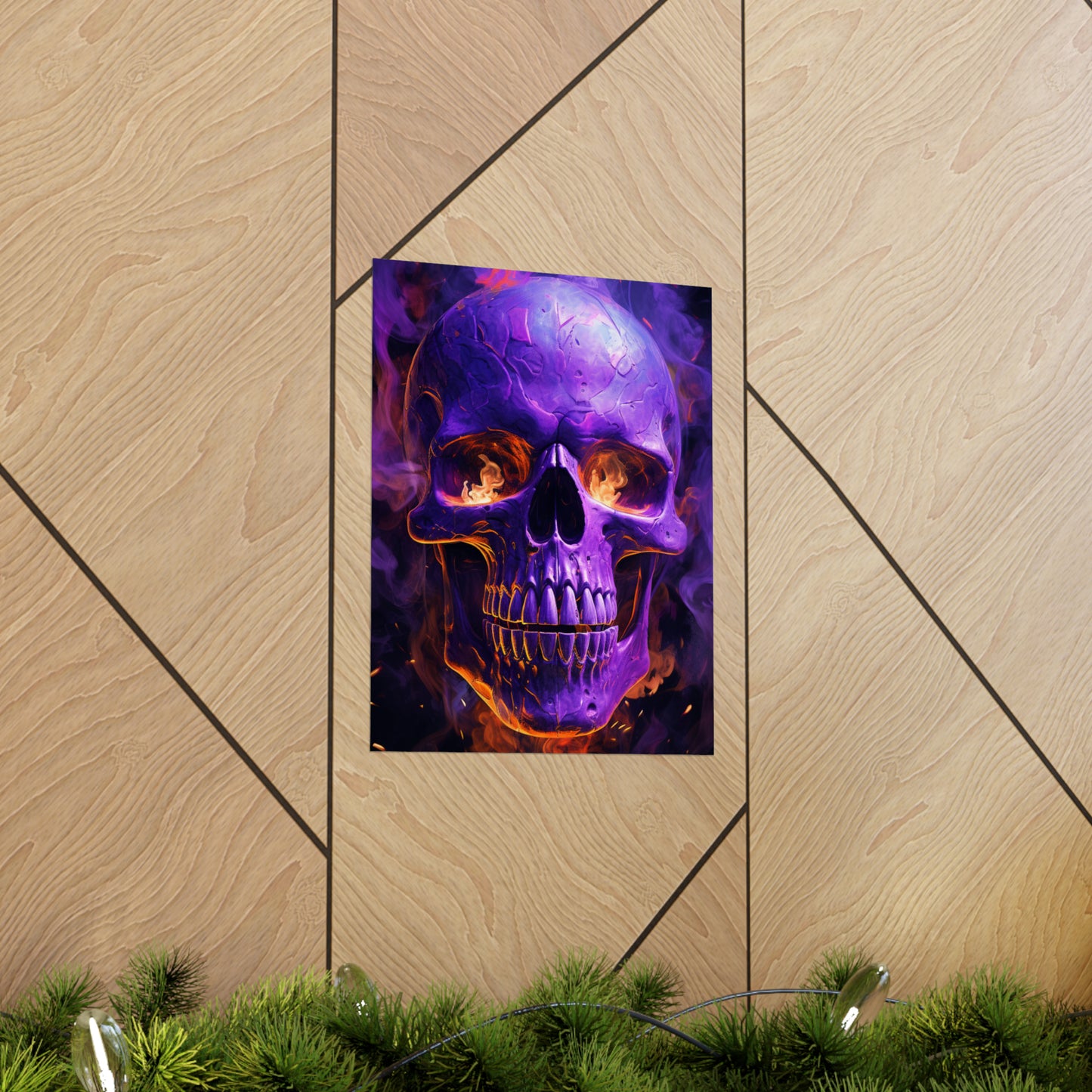 Premium Matte Vertical Posters Skull Flames 1