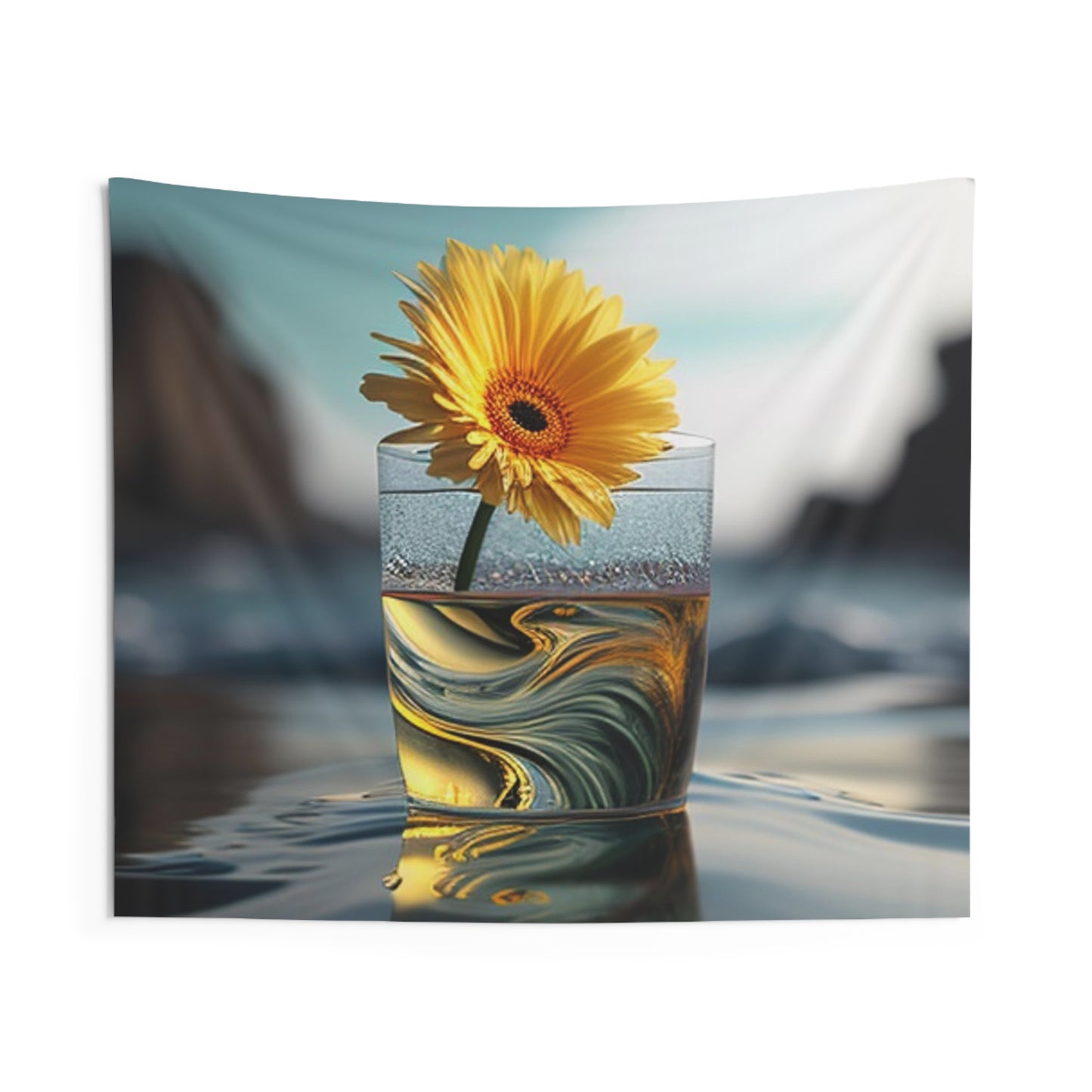 Indoor Wall Tapestries yello Gerbera glass 2