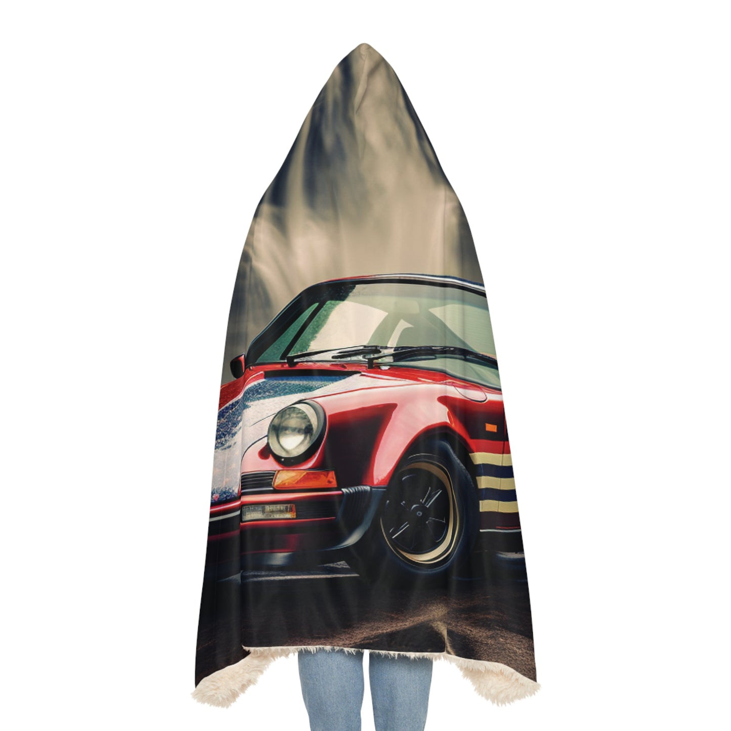 Snuggle Hooded Blanket American Flag Porsche Abstract 1