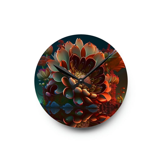 Acrylic Wall Clock Flower Arangment 4