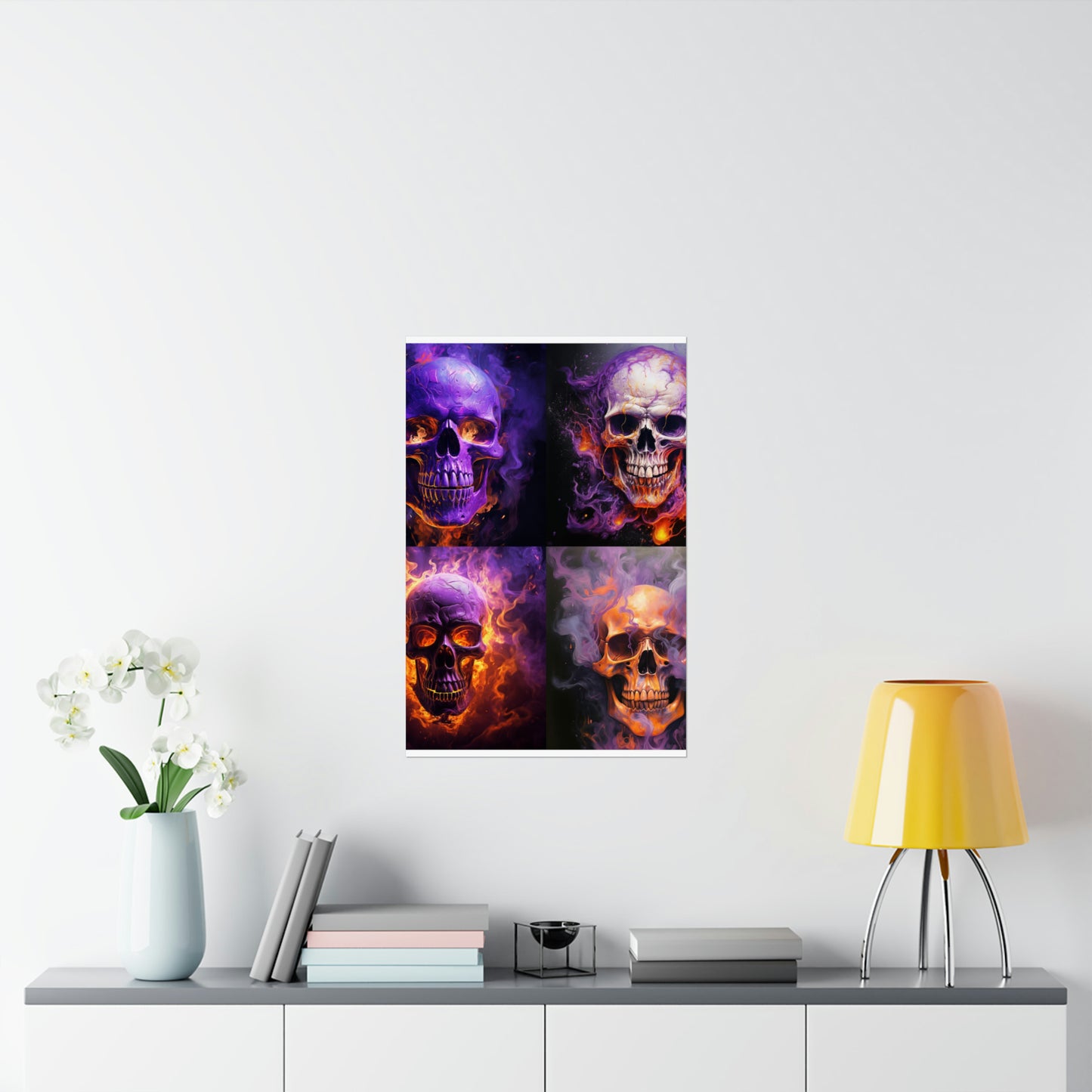 Premium Matte Vertical Posters Skull Flames 5