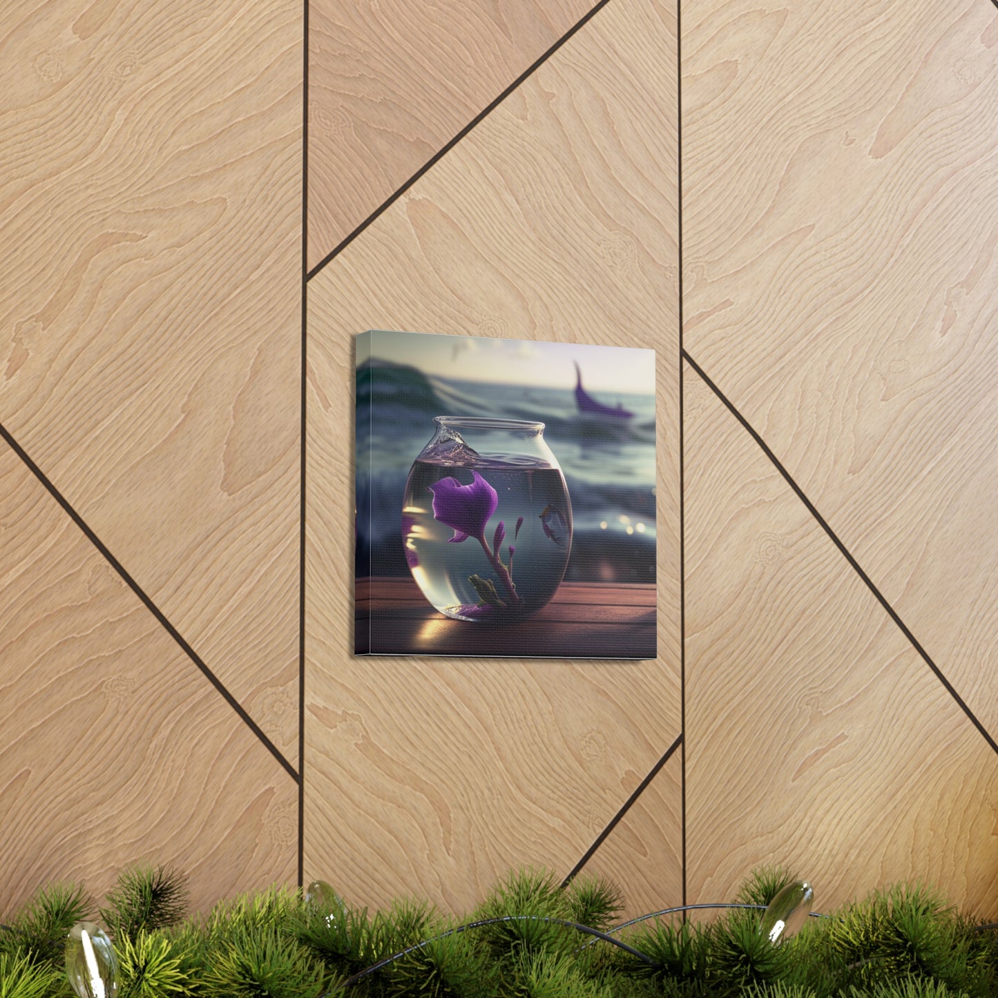 Canvas Gallery Wraps Purple Sweet pea in a vase 1