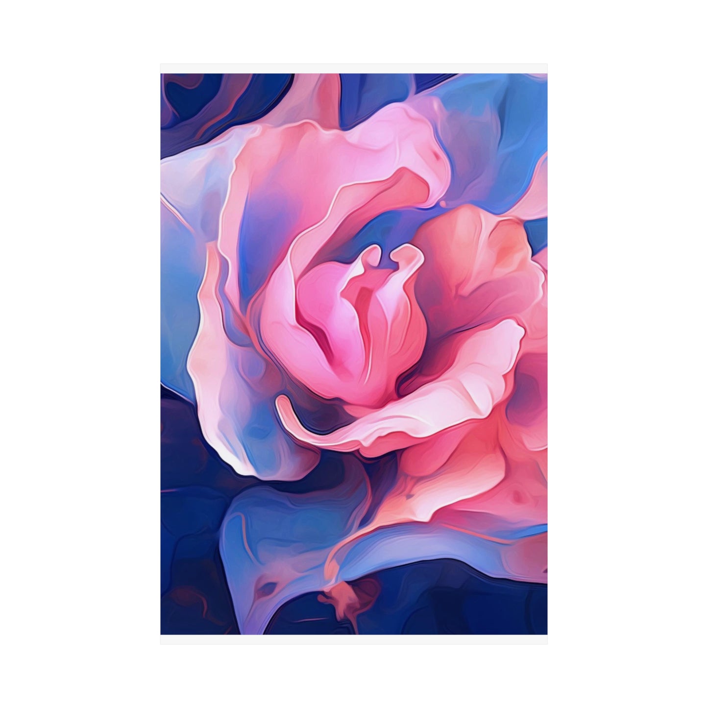 Premium Matte Vertical Posters Pink & Blue Tulip Rose 1