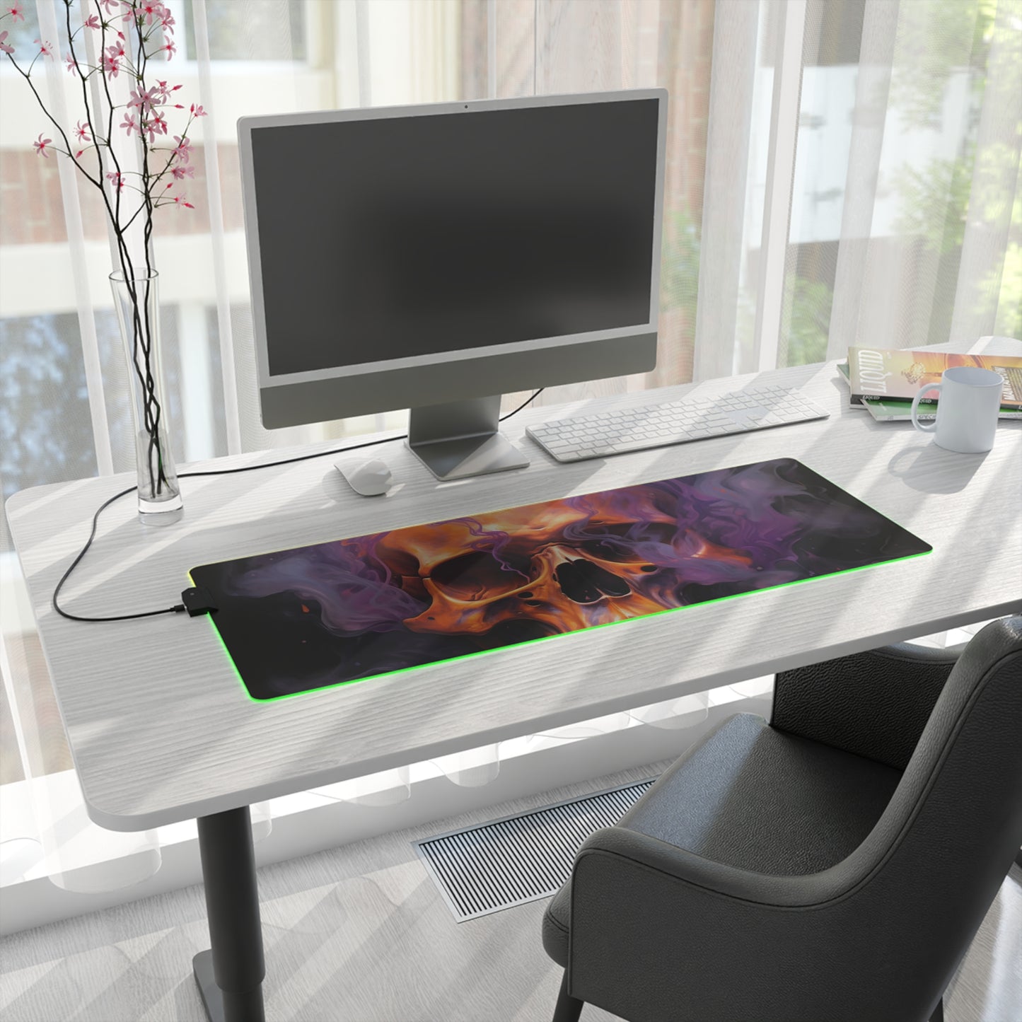 LED Gaming Mouse Pad Skull Flames 4