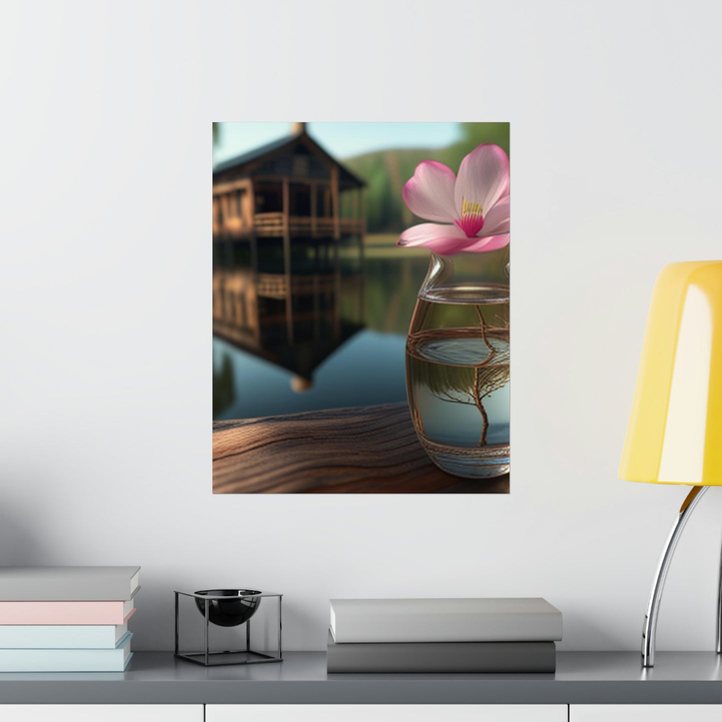 Premium Matte Vertical Posters Magnolia in a Glass vase 1